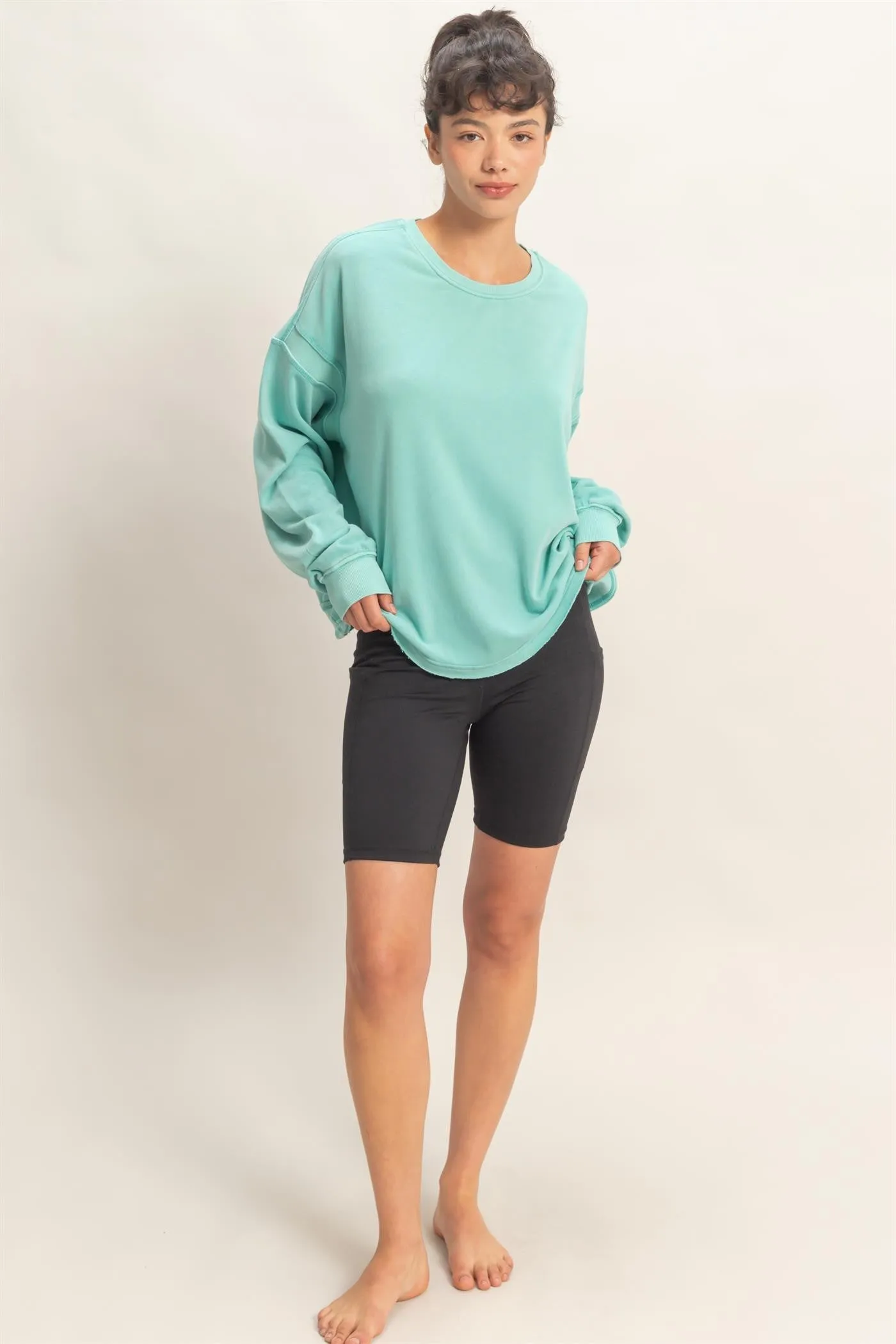 Turquoise Oversized Cutout Back Sweatshirt sold by Pinkblush product image thumbnail 4