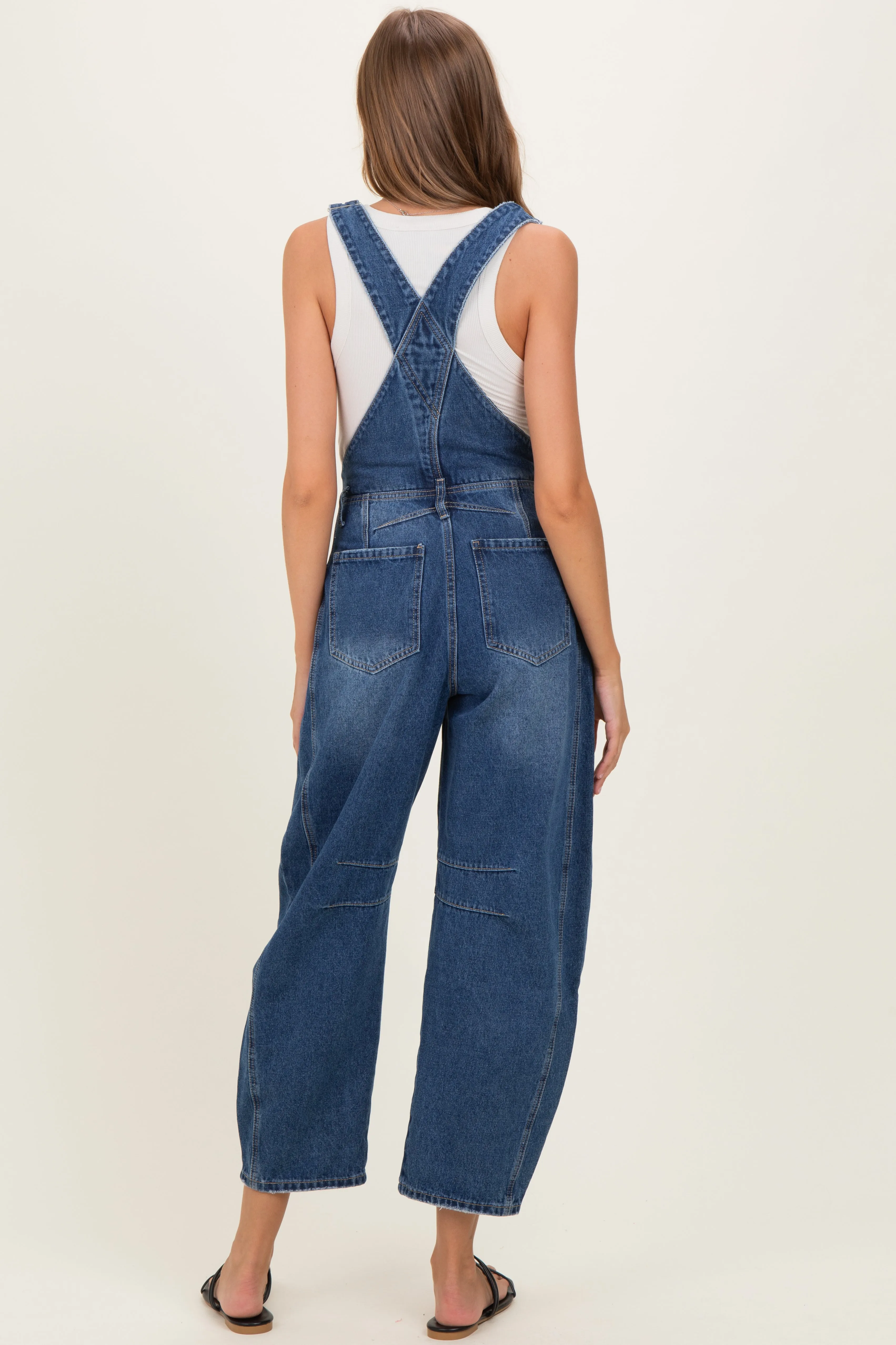 Blue Barrel Leg Maternity Denim Overalls sold by Pinkblush product image thumbnail 4