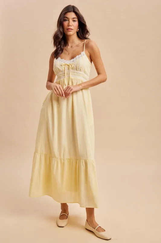 Lemon Lace Accent Maxi Dress sold by Pinkblush