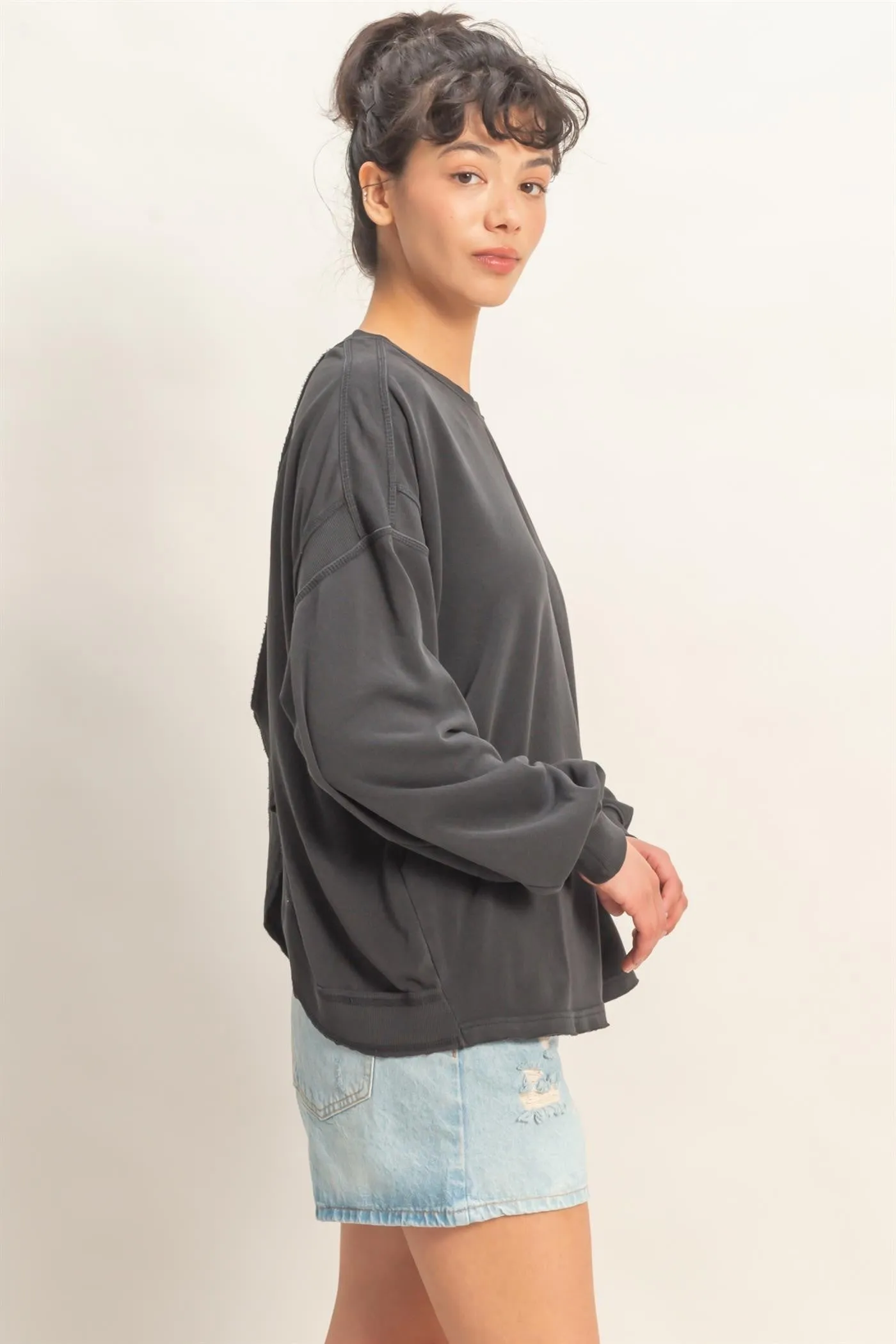 Black Oversized Cutout Back Sweatshirt sold by Pinkblush product image thumbnail 2