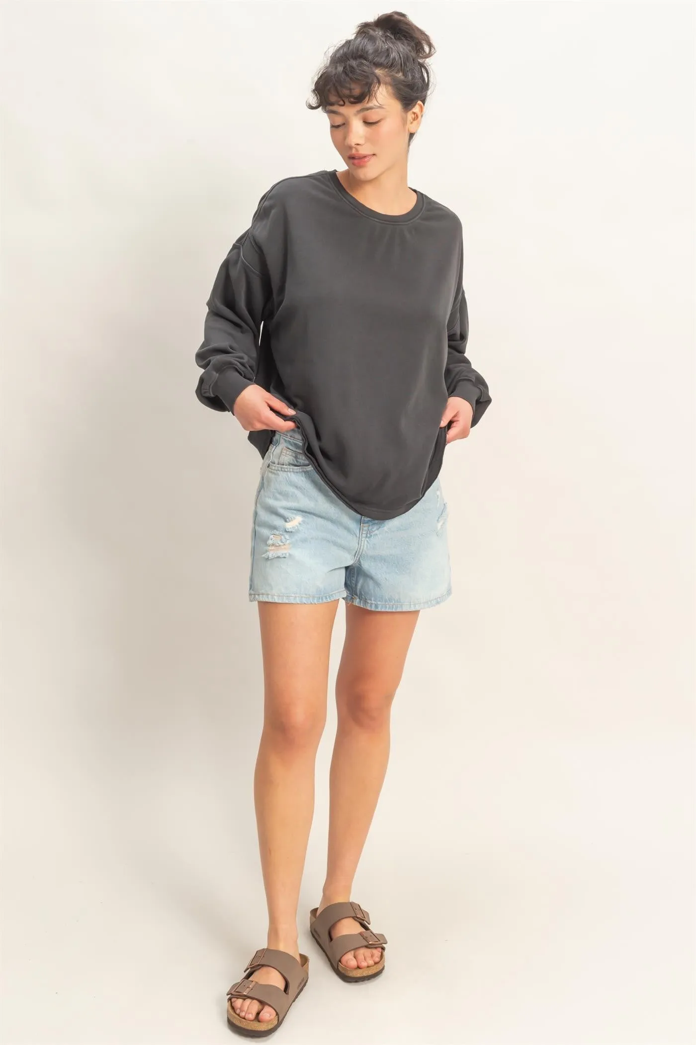 Black Oversized Cutout Back Sweatshirt sold by Pinkblush product image thumbnail 4