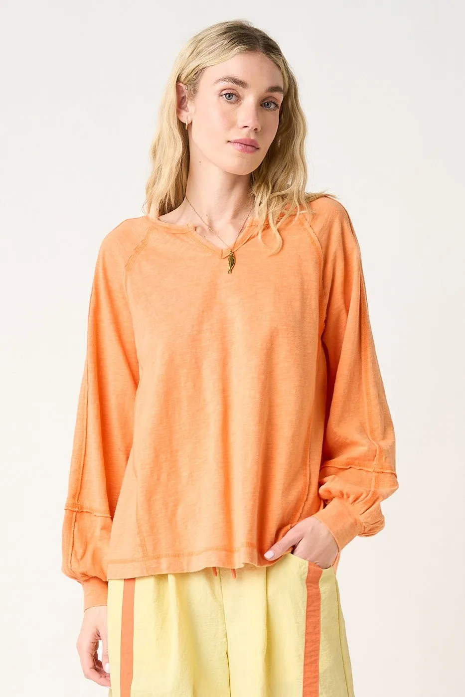 Citrus Orange Mineral Wash Exposed Seam Top sold by Pinkblush product image thumbnail 2