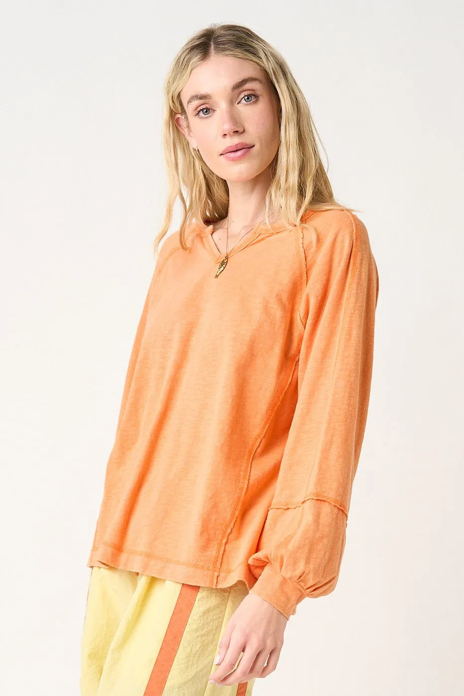 Citrus Orange Mineral Wash Exposed Seam Top sold by Pinkblush product image thumbnail 3