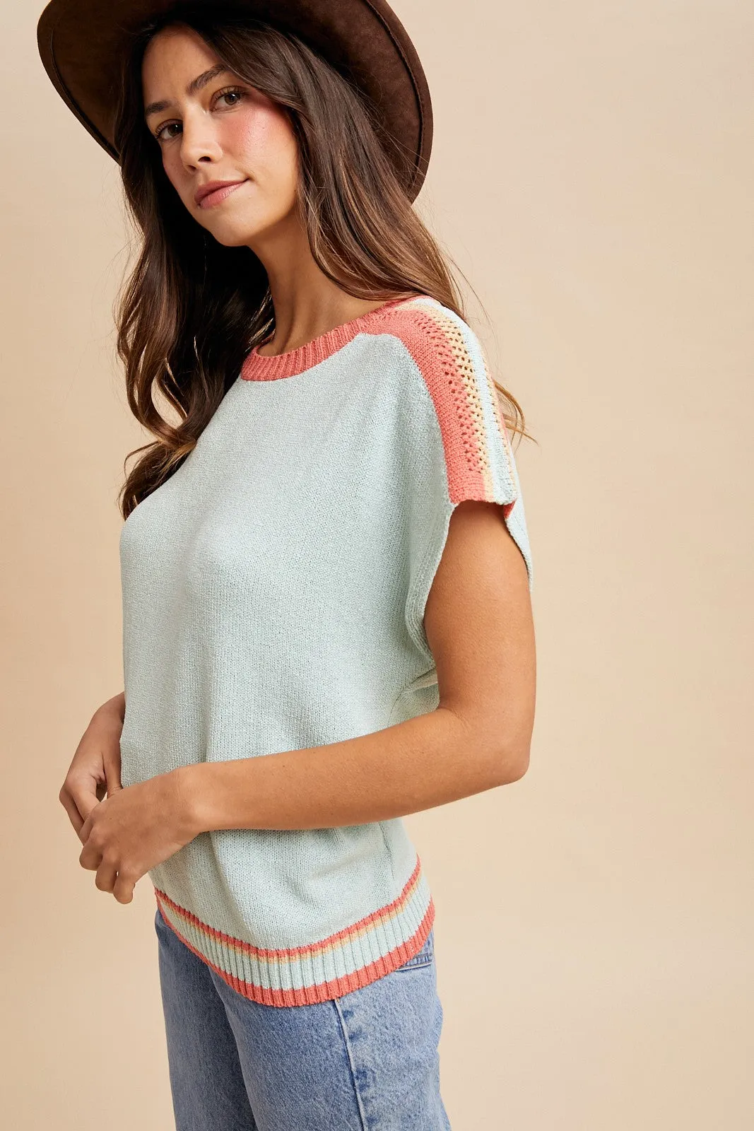 Mint Colorblock Dolman Sweater Top sold by Pinkblush product image thumbnail 2