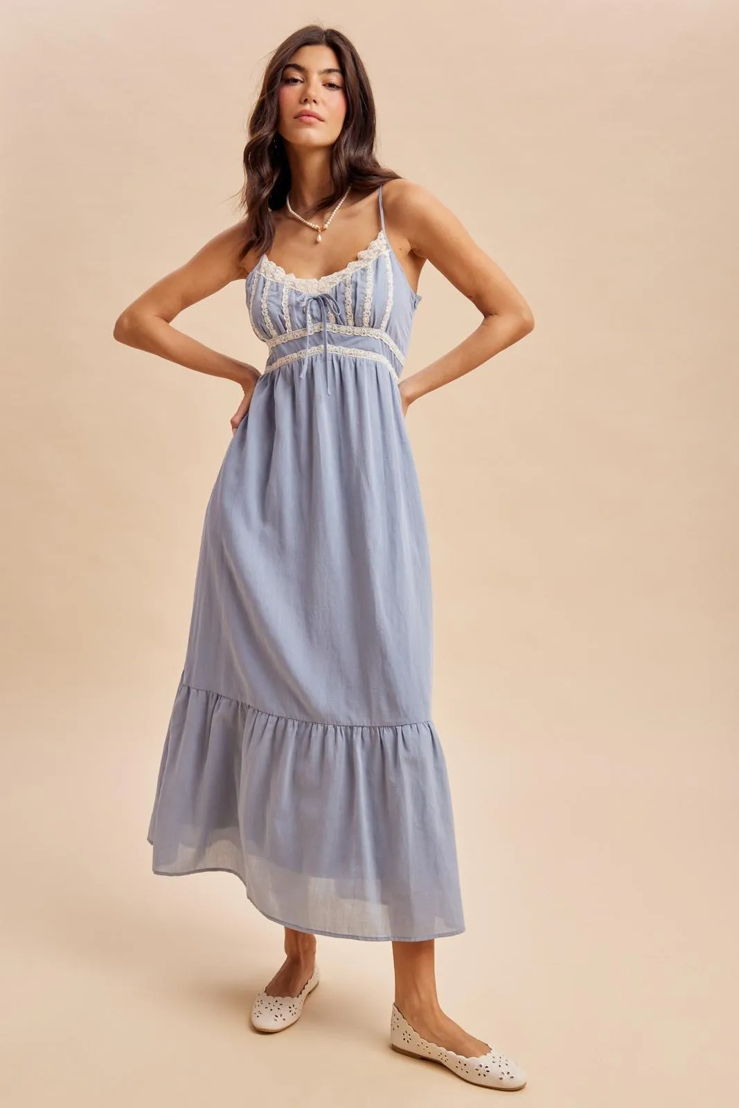 Blue Lace Accent Maxi Dress sold by Pinkblush product image thumbnail 2