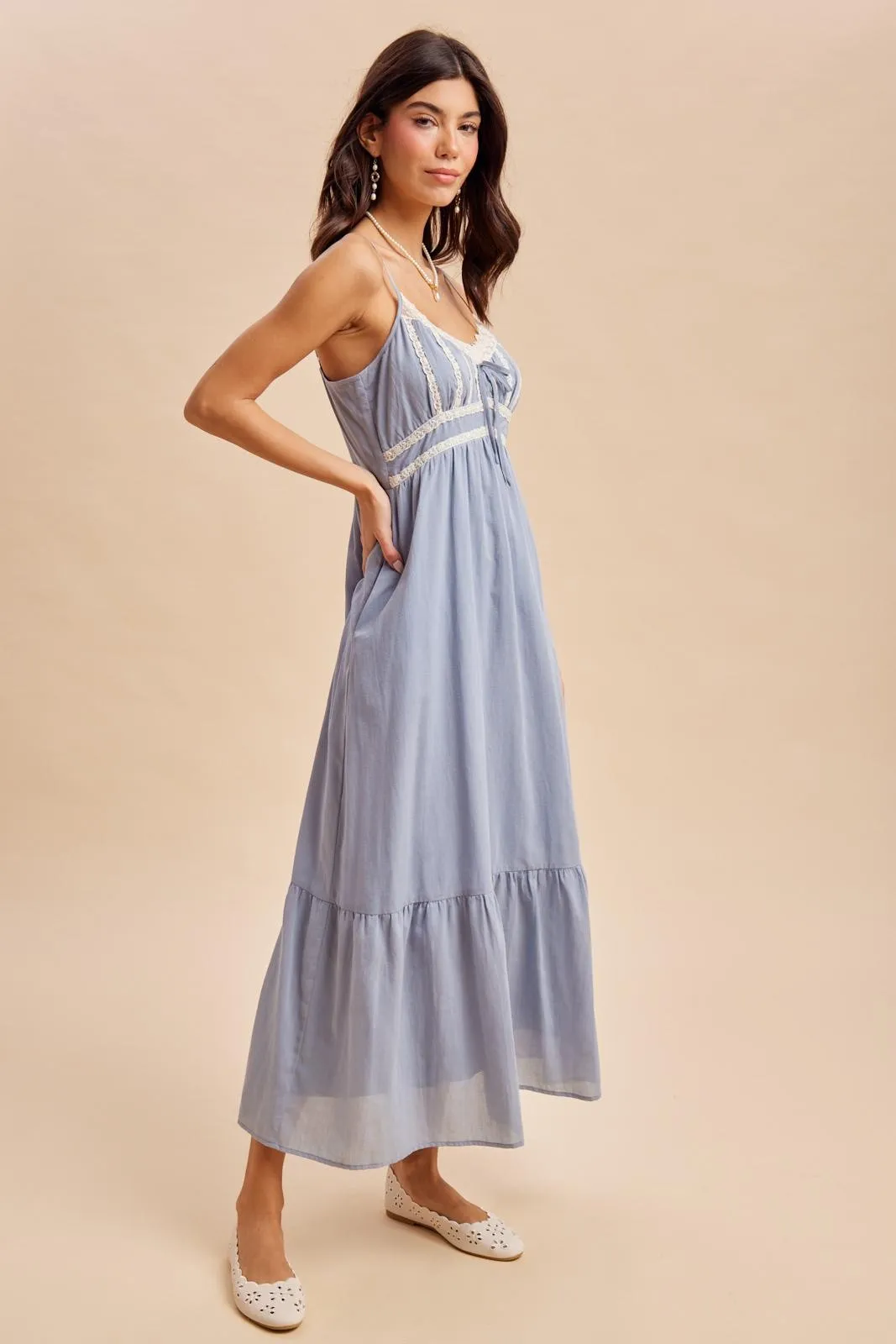 Blue Lace Accent Maxi Dress sold by Pinkblush product image thumbnail 3