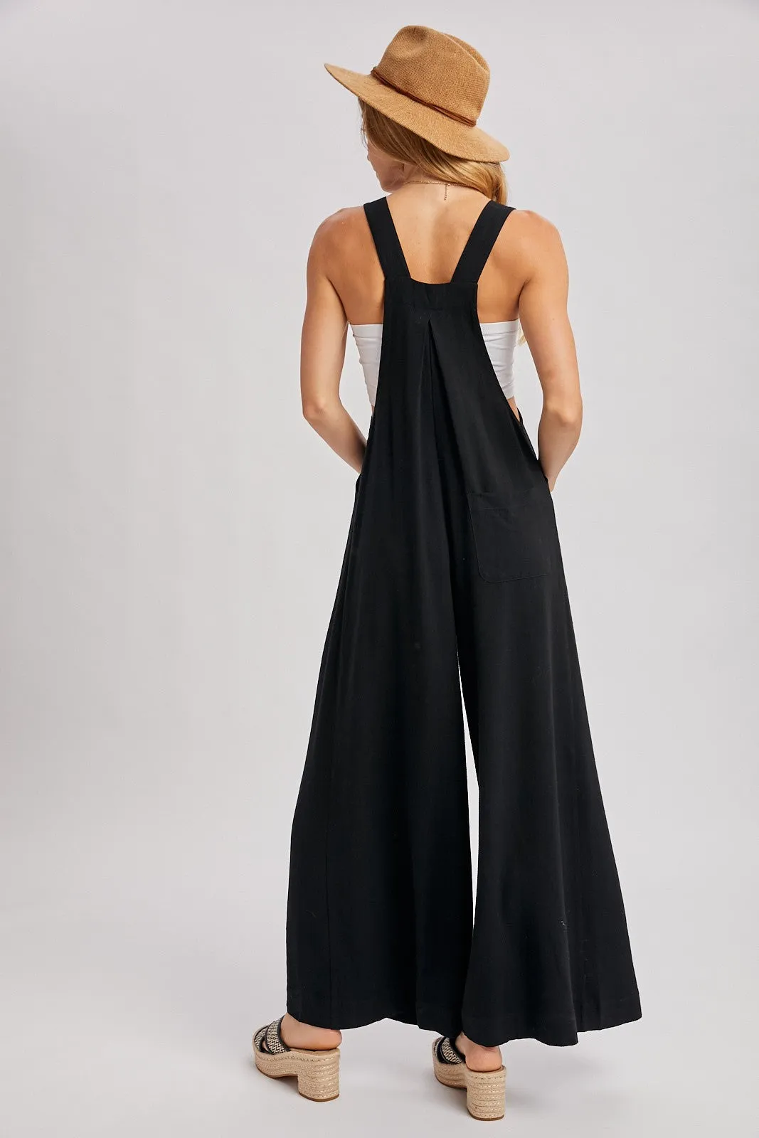 Black Super Wide Leg Overall Jumpsuit sold by Pinkblush product image thumbnail 3