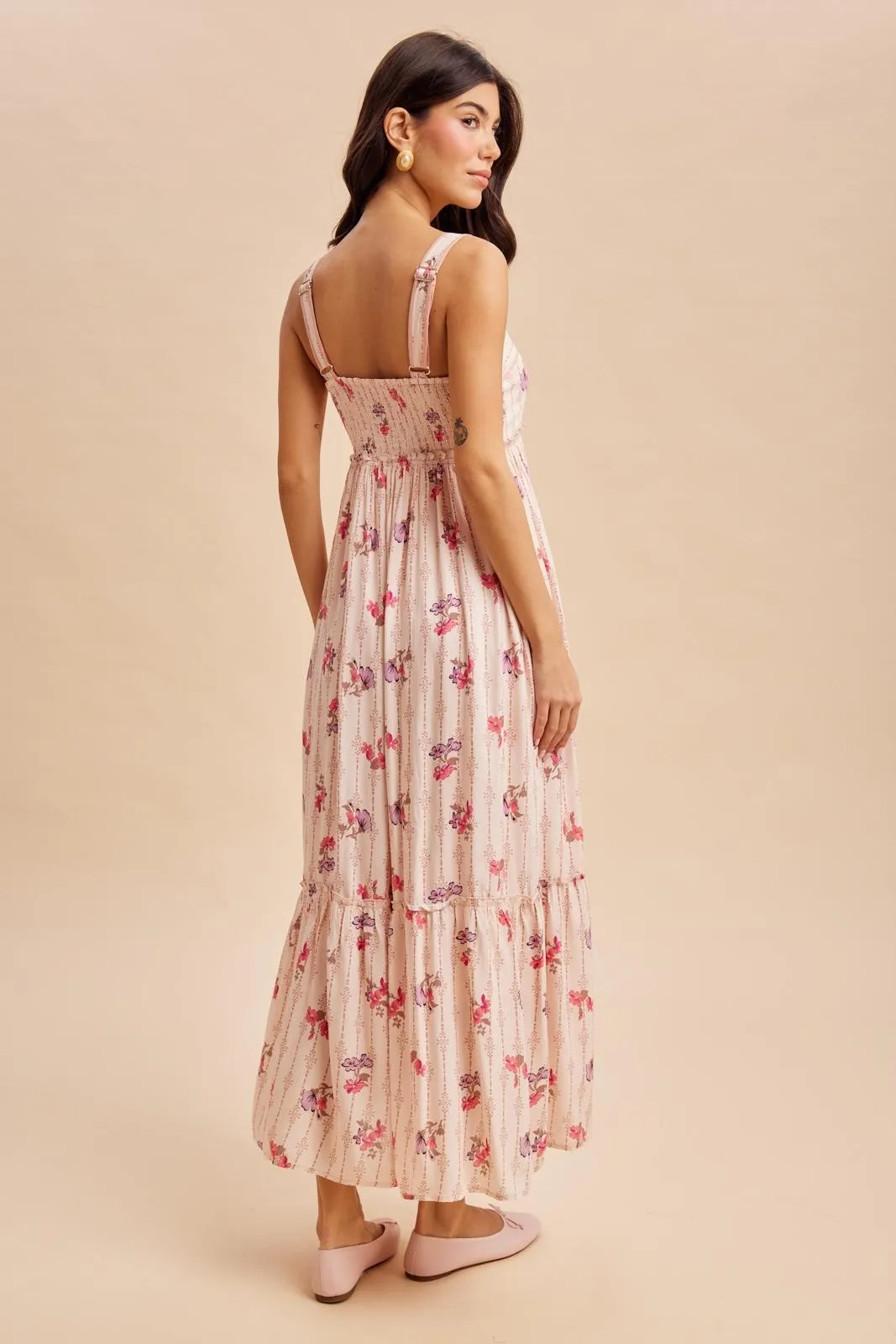 Peach Multi Floral Sleeveless Maxi Dress sold by Pinkblush product image thumbnail 4