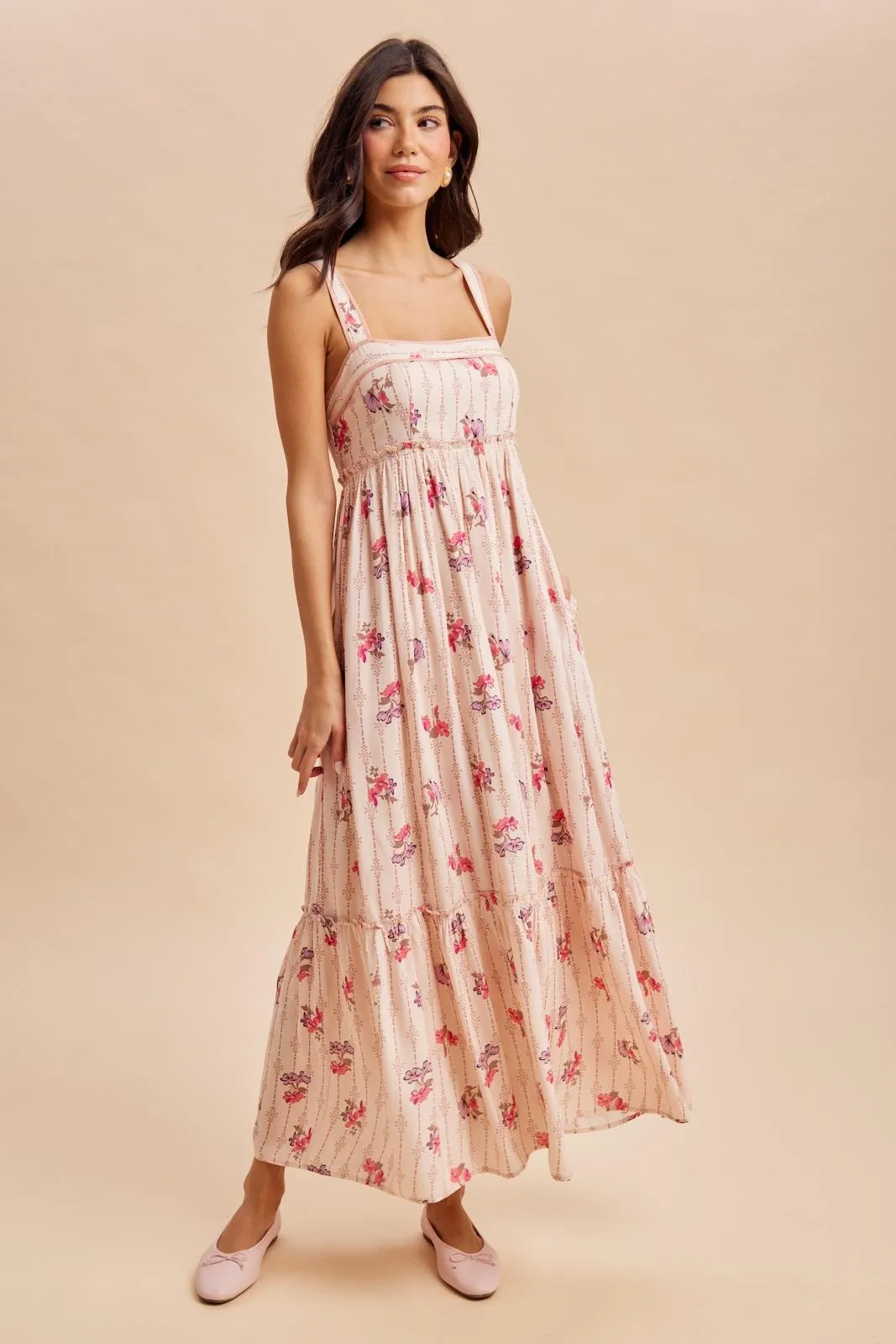 Peach Multi Floral Sleeveless Maxi Dress sold by Pinkblush product image thumbnail 2