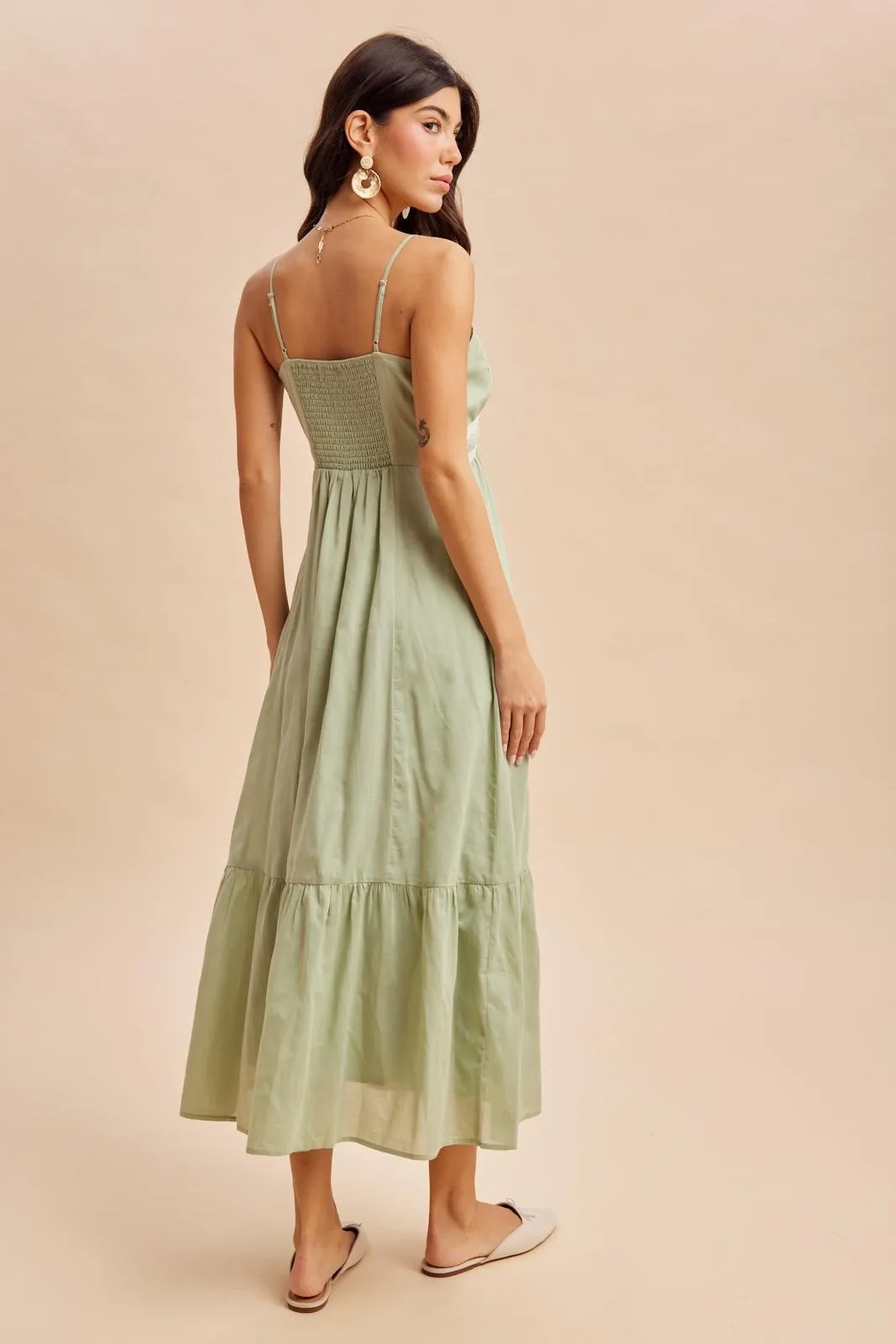 Moss Green Lace Accent Maxi Dress sold by Pinkblush product image thumbnail 4