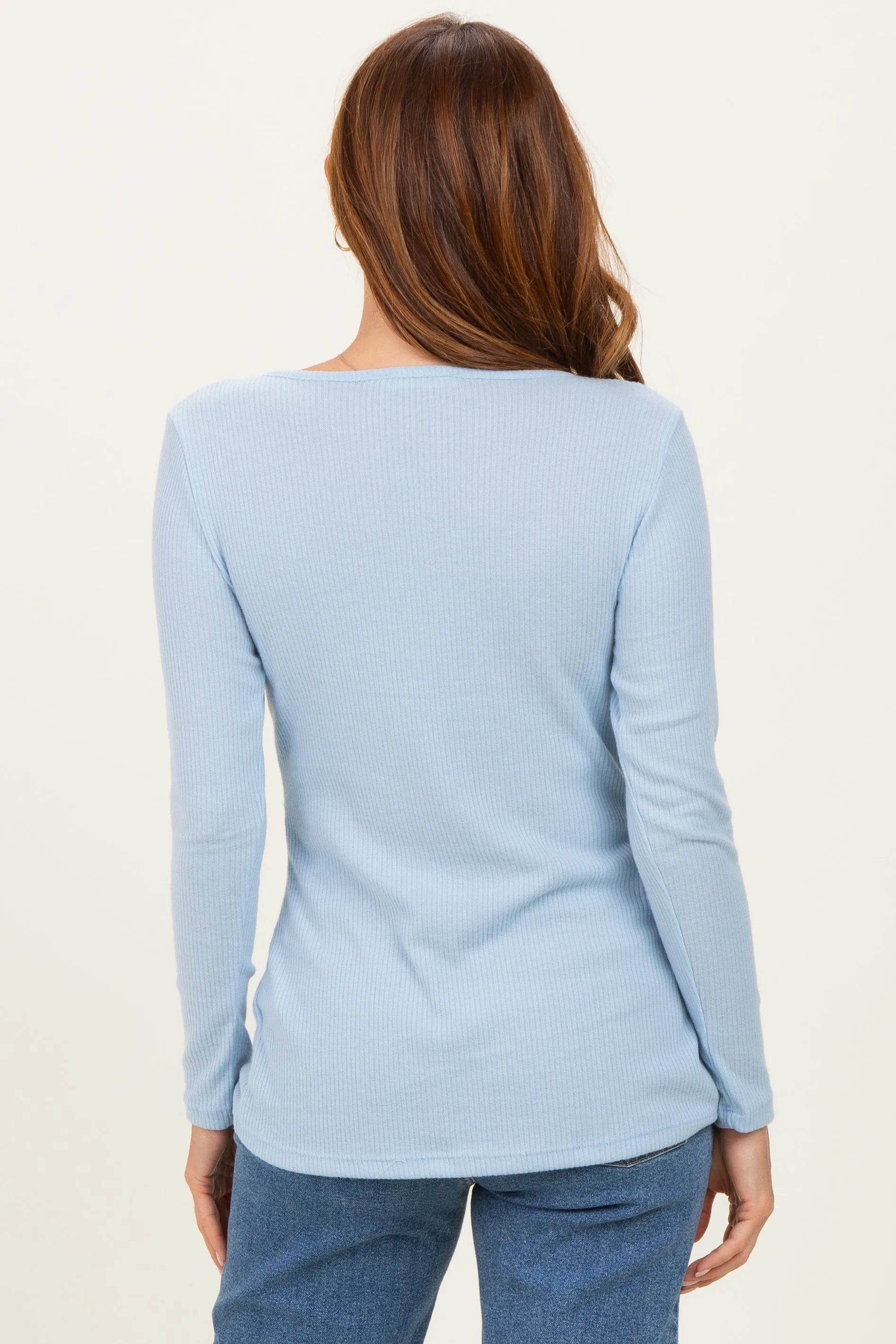 Light Blue Ribbed Crossover Nursing Top sold by Pinkblush product image thumbnail 4