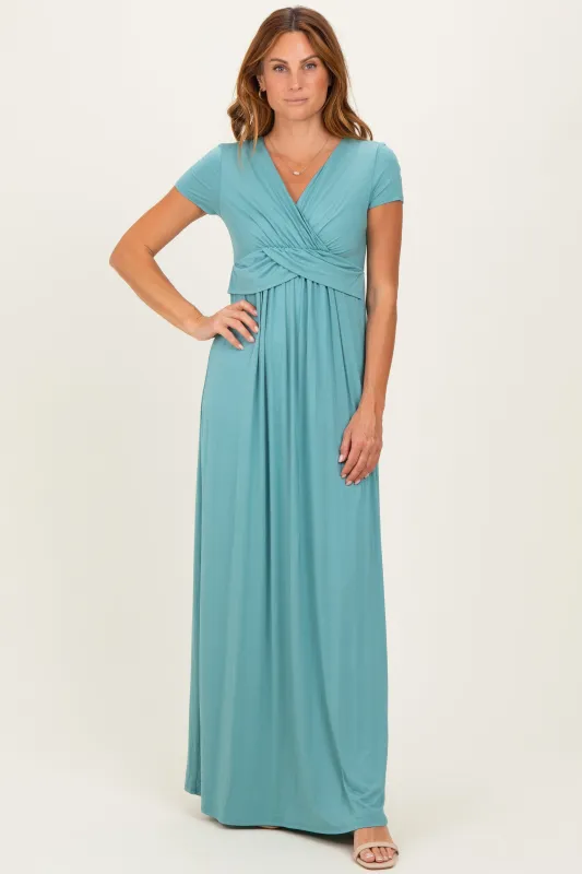 PinkBlush Slate Draped Nursing Maxi Dress made by Pinkblush