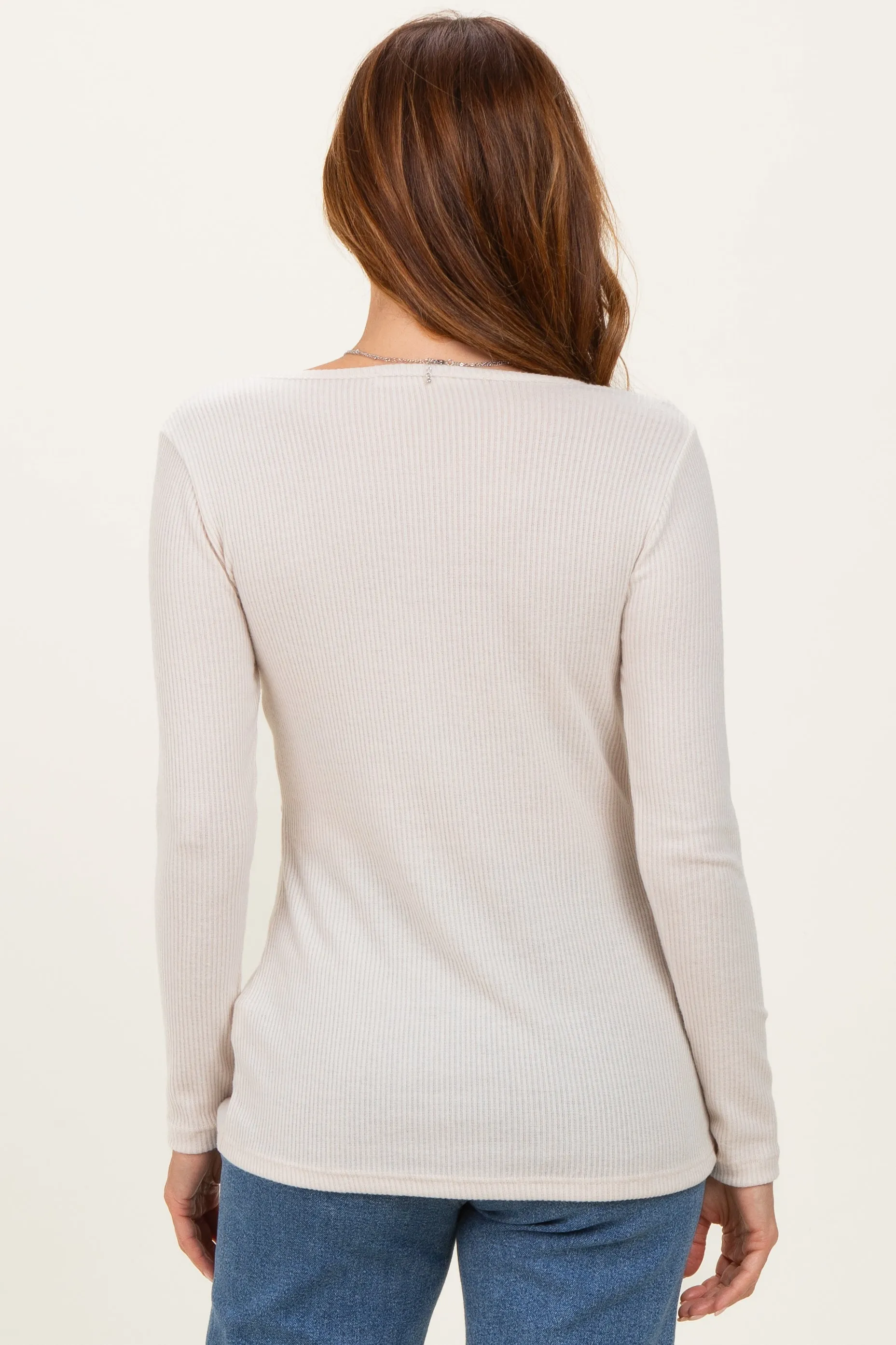 Cream Ribbed Crossover Nursing Top sold by Pinkblush product image thumbnail 3