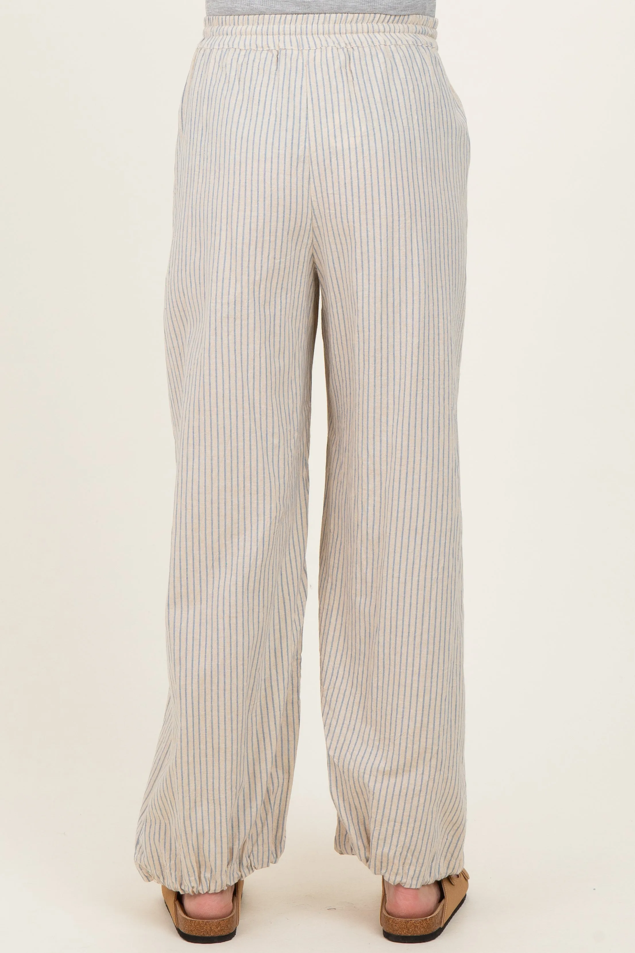 Light Blue Striped Balloon Maternity Pants sold by Pinkblush product image thumbnail 5