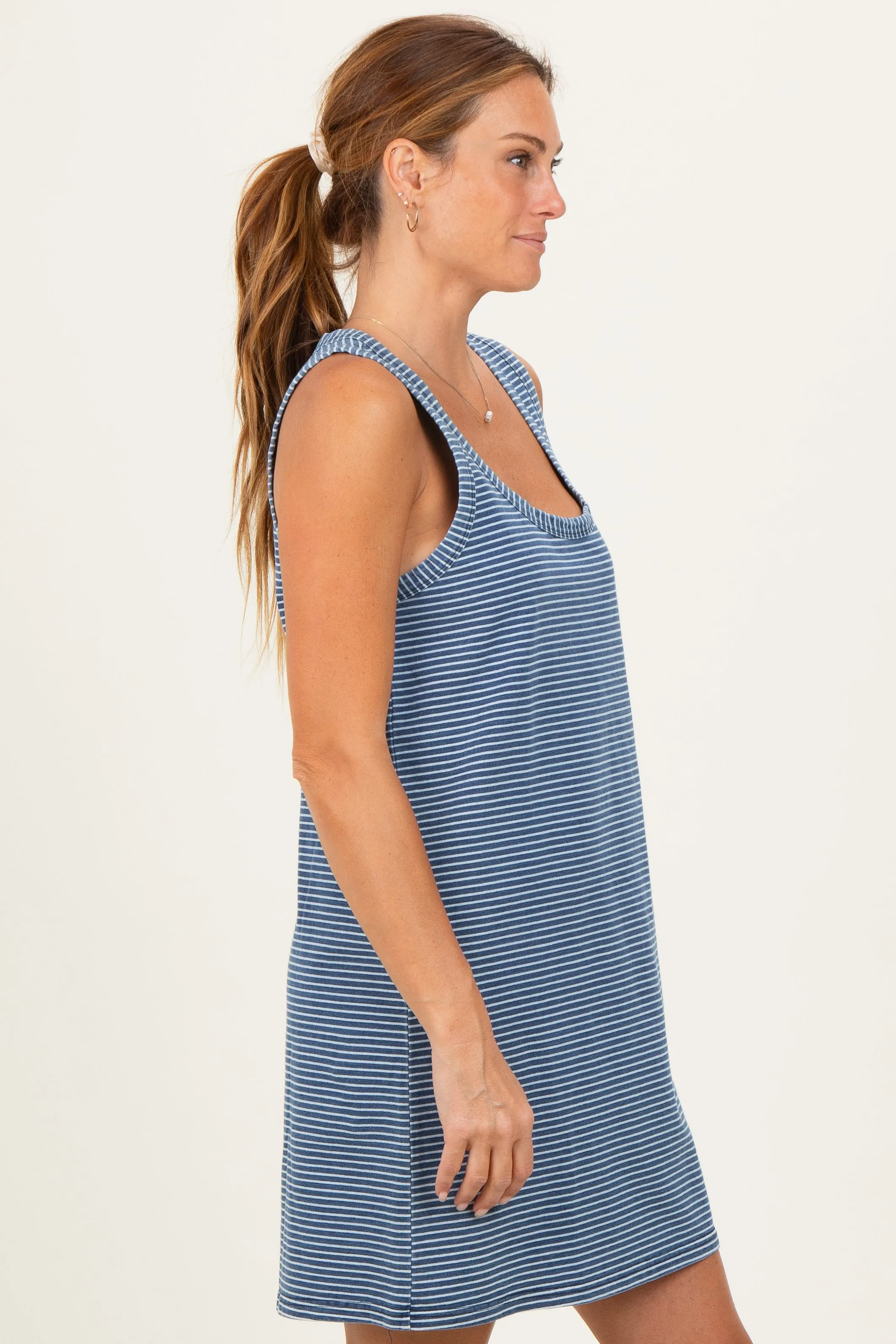 Navy Striped Mini Tank Dress sold by Pinkblush product image thumbnail 2