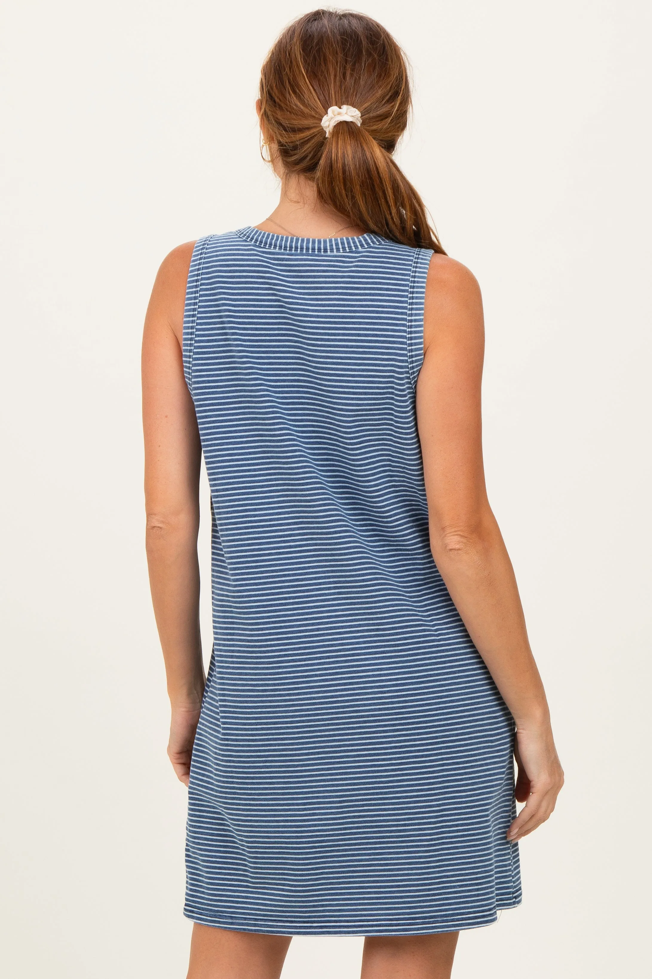Navy Striped Mini Tank Dress sold by Pinkblush product image thumbnail 3