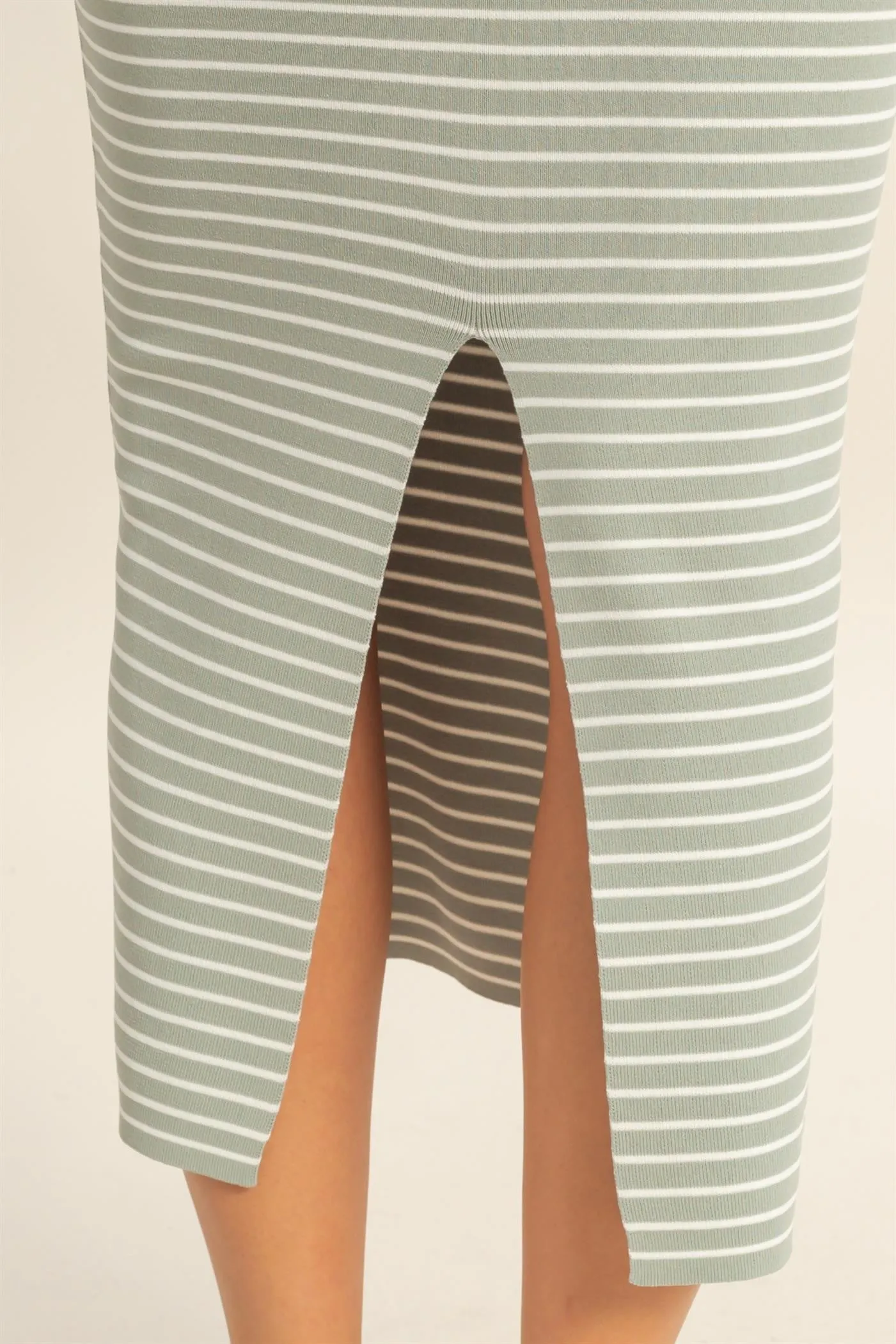 Sage Striped Fitted Midi Tank Dress sold by Pinkblush product image thumbnail 5