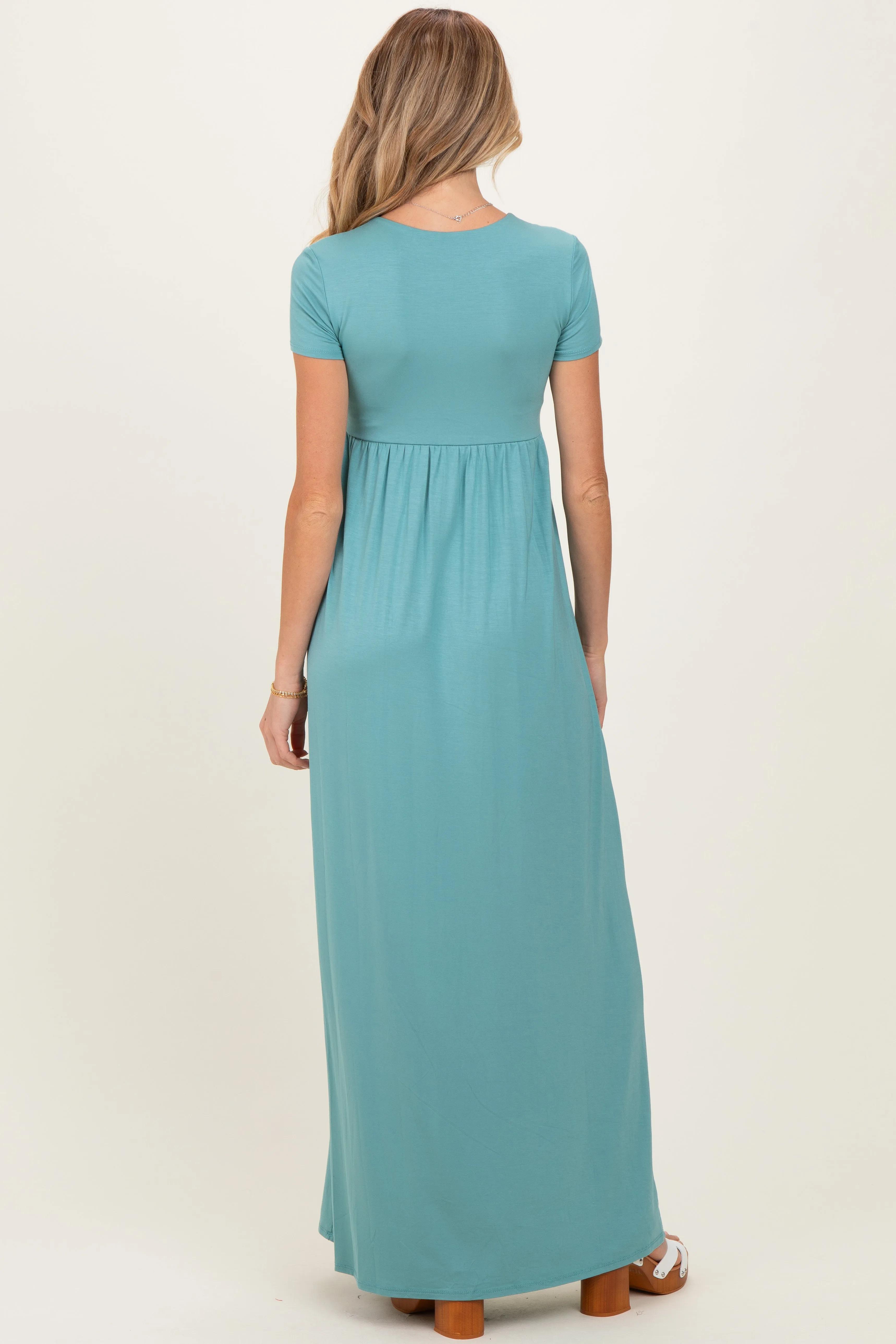 PinkBlush Slate Draped Maternity/Nursing Maxi Dress sold by Pinkblush product image thumbnail 4