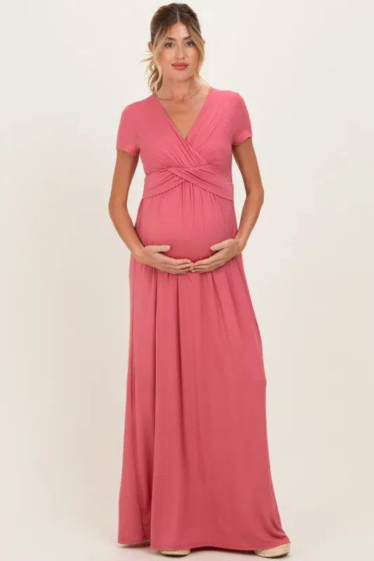 PinkBlush Mauve Draped Maternity/Nursing Maxi Dress made by Pinkblush