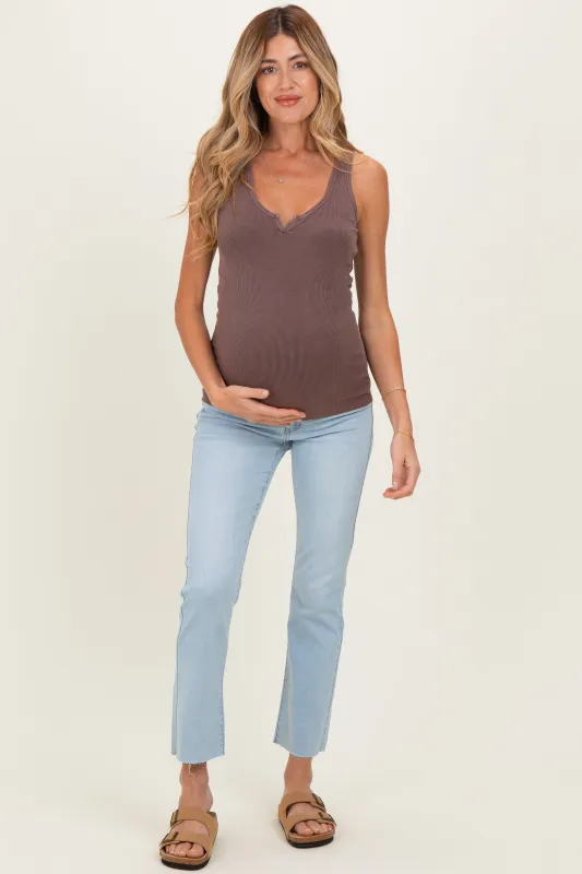 Light Blue Slim Fit Raw Hem Maternity Jeans sold by Pinkblush