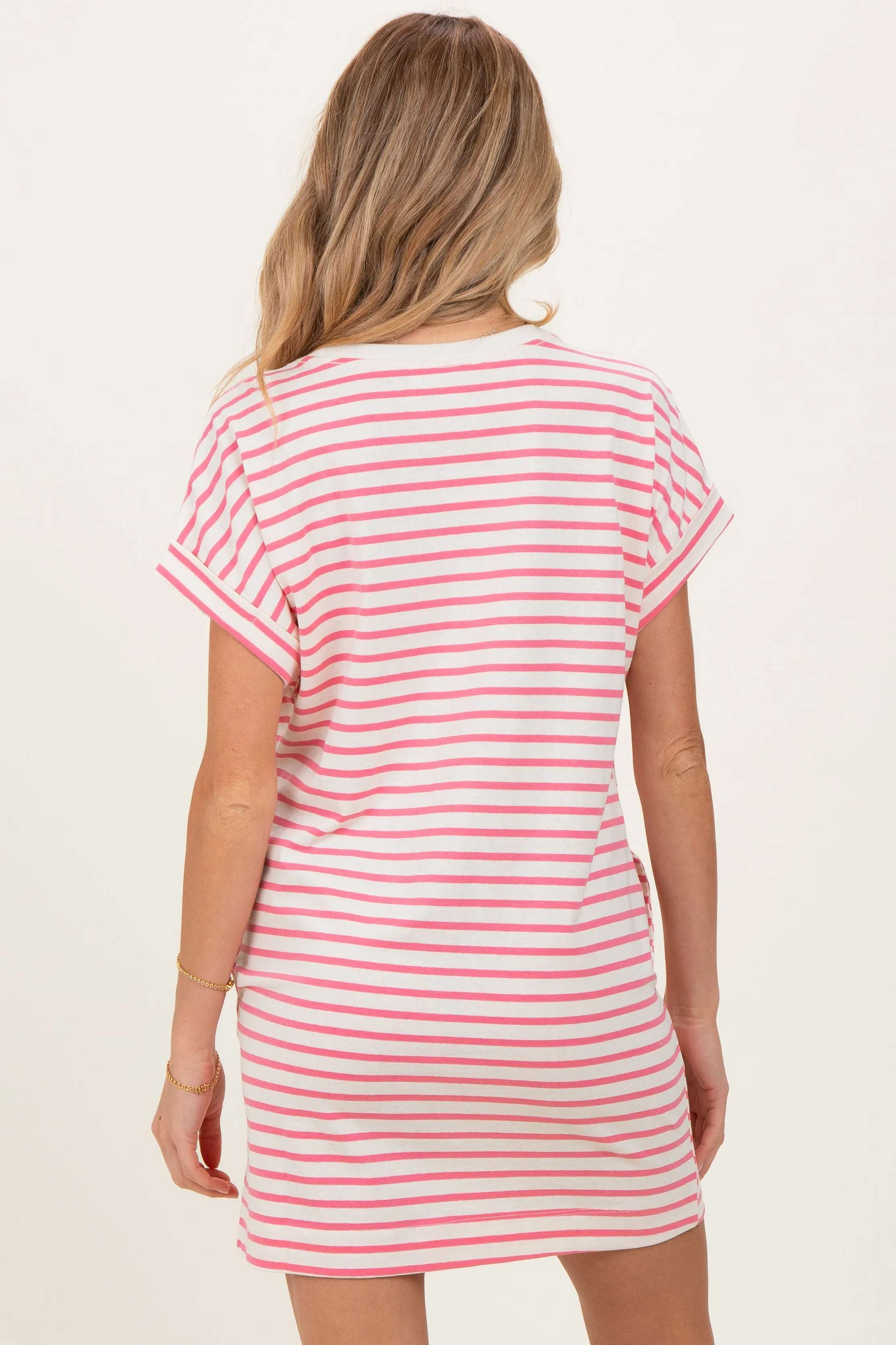 Pink Striped Maternity T-Shirt Mini Dress sold by Pinkblush product image thumbnail 3