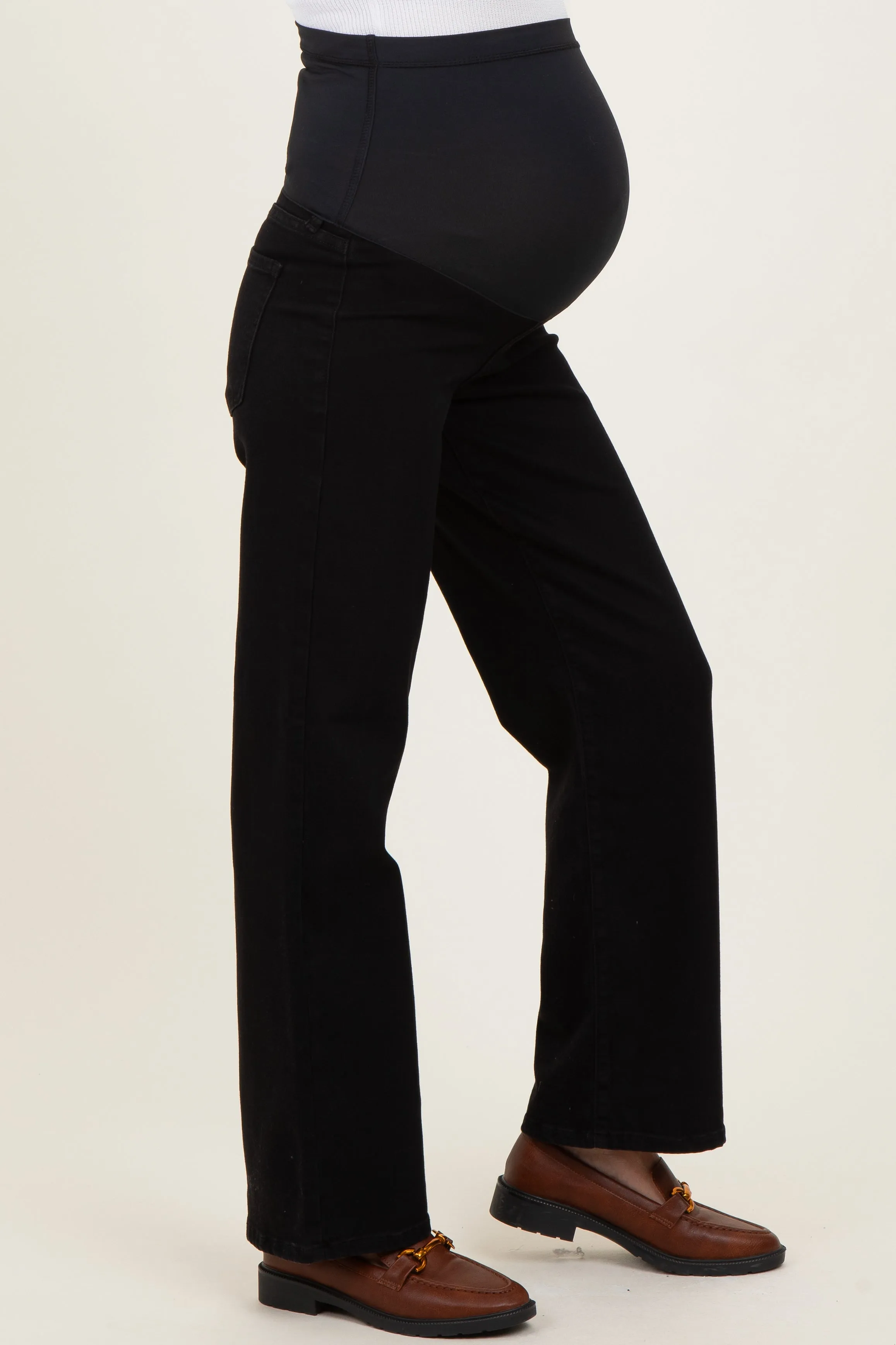 Black Relaxed Straight Maternity Jeans sold by Pinkblush product image thumbnail 3