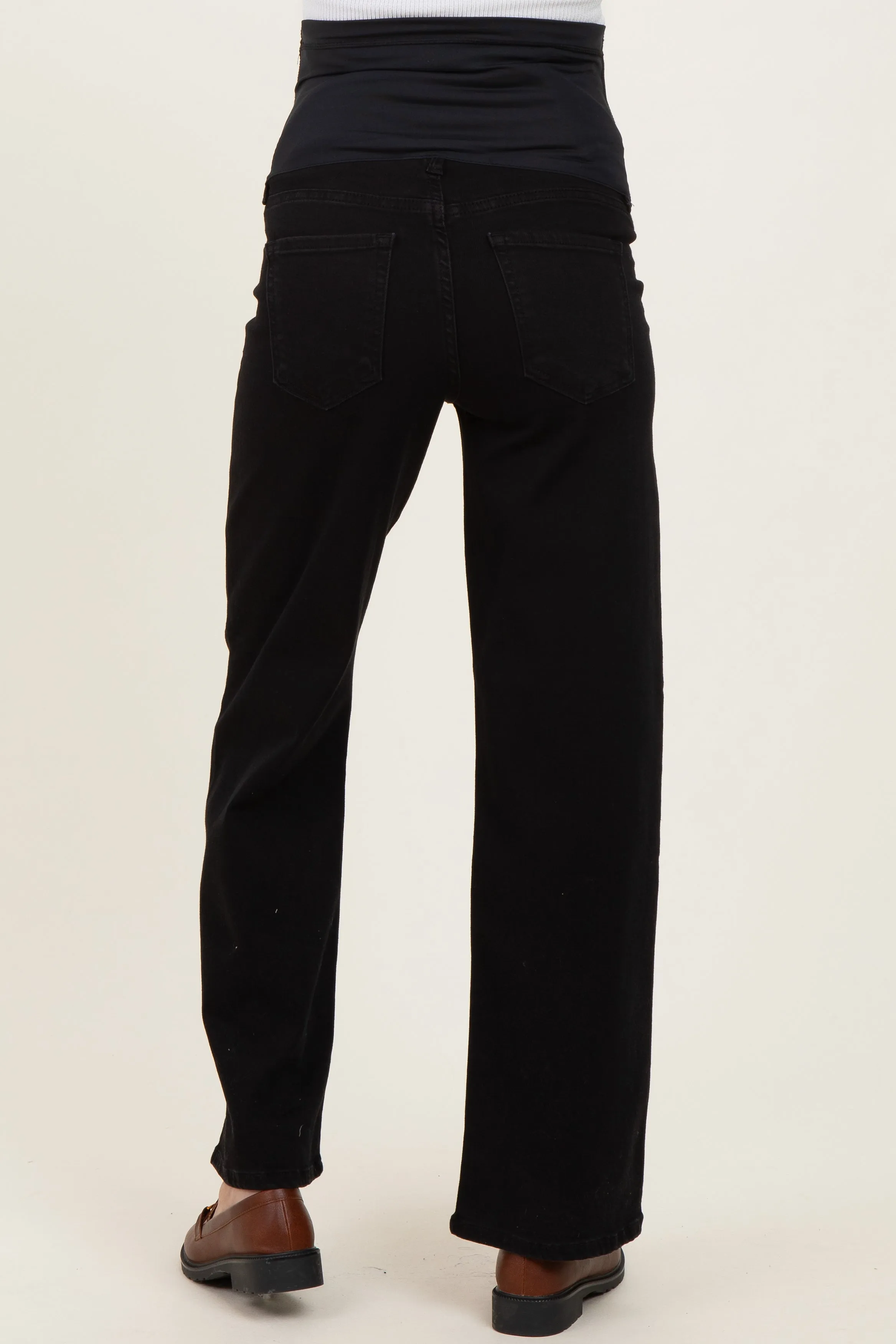 Black Relaxed Straight Maternity Jeans sold by Pinkblush product image thumbnail 4