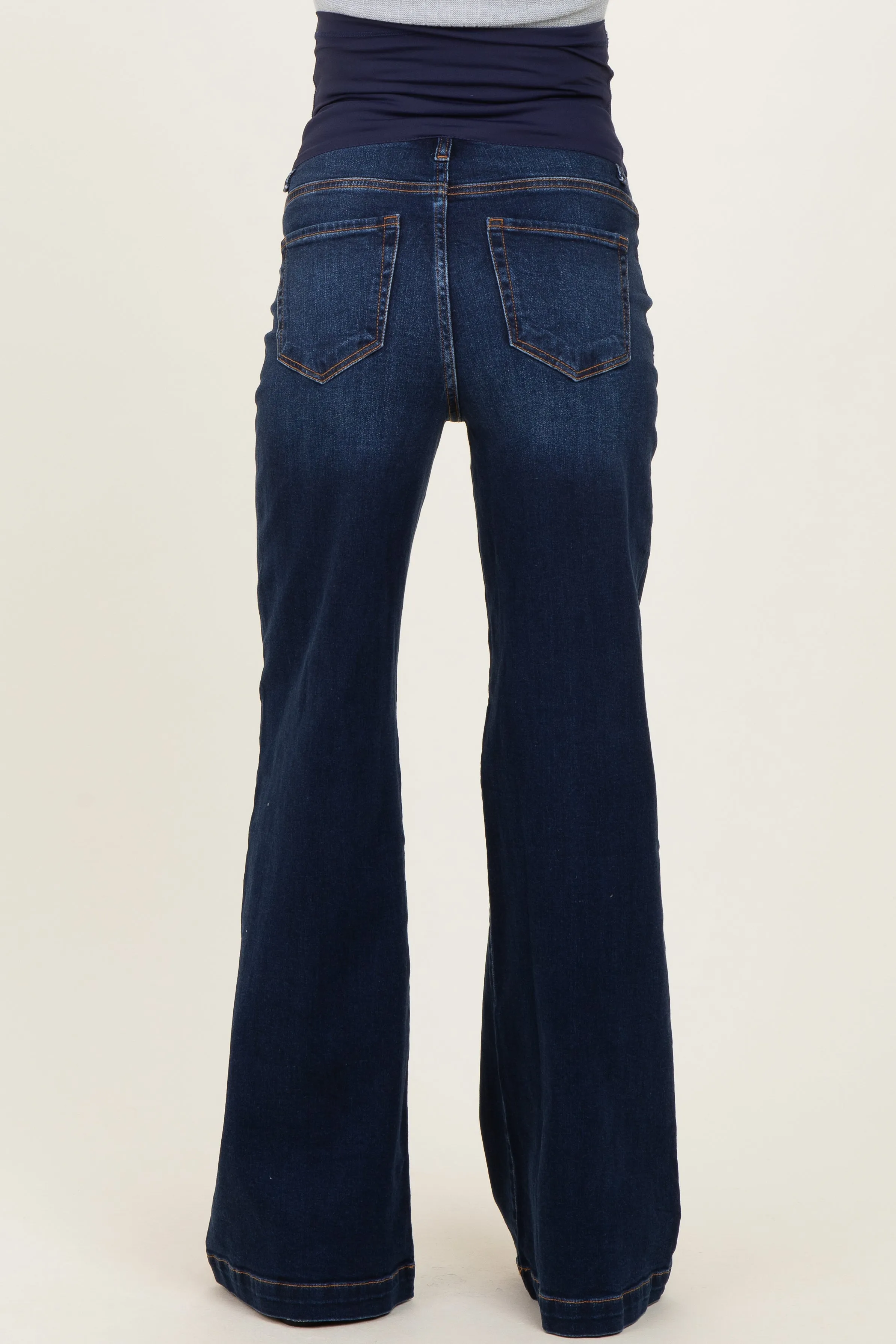 Navy Dark Wash Wide Leg Maternity Jeans sold by Pinkblush product image thumbnail 5
