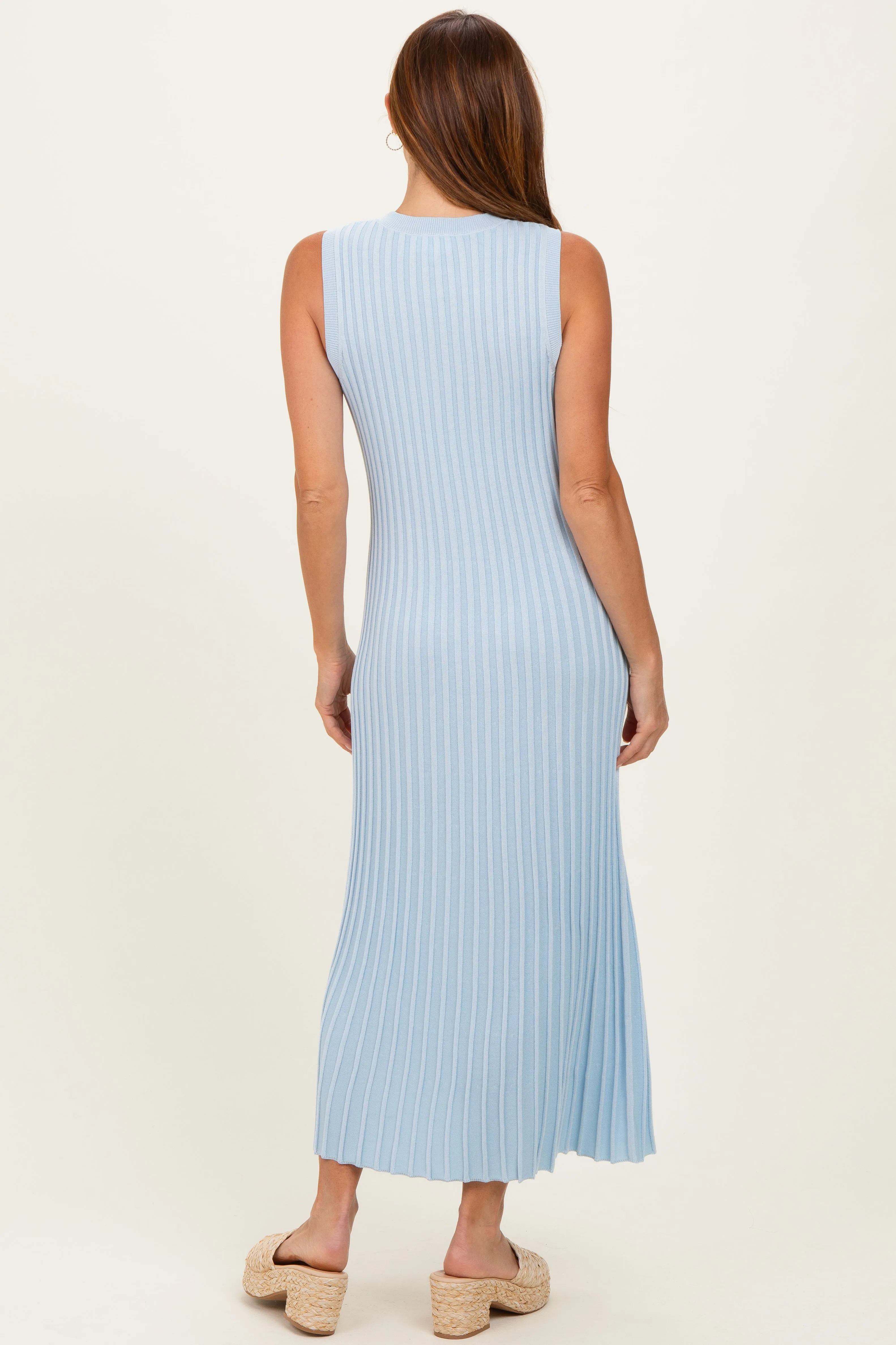 Sky Blue Ribbed Knit Sleeveless Maxi Dress sold by Pinkblush product image thumbnail 3