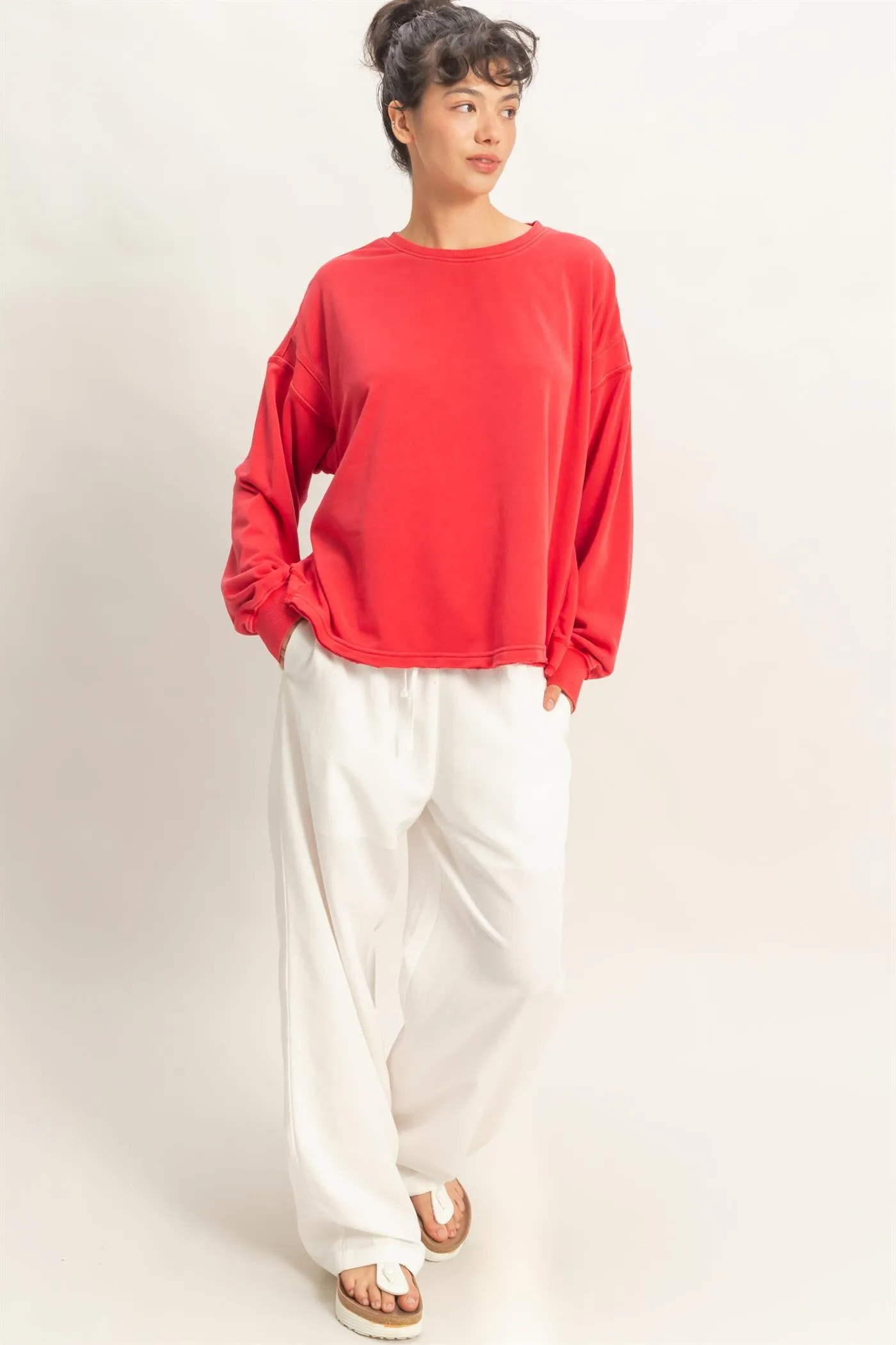 Red Oversized Cutout Back Sweatshirt sold by Pinkblush product image thumbnail 5