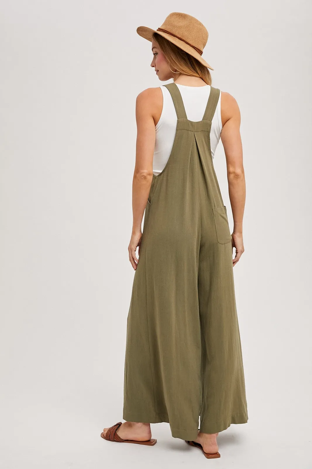 Olive Super Wide Leg Overall Jumpsuit sold by Pinkblush product image thumbnail 3