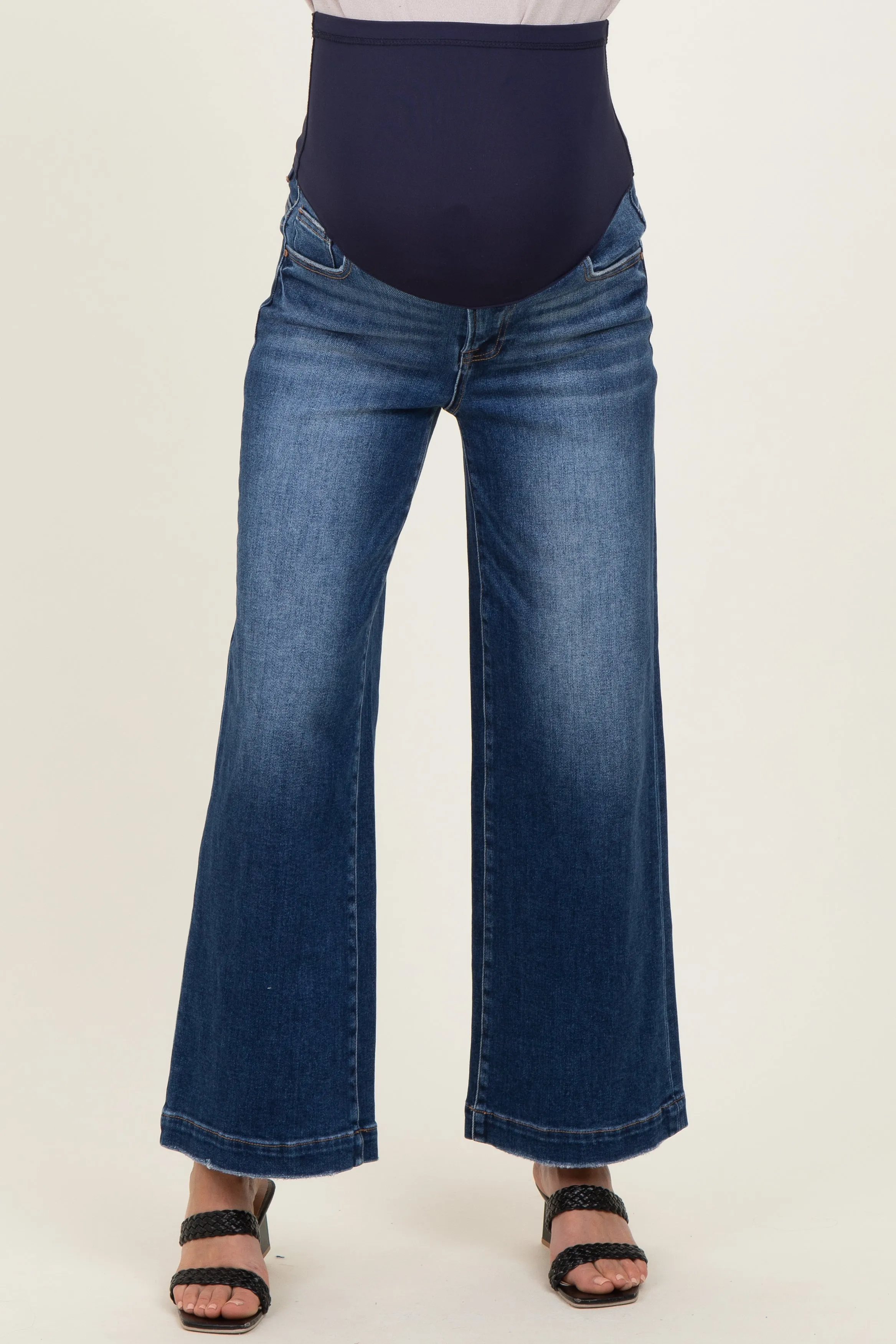 Navy Vintage Wash Maternity Wide Leg Jeans sold by Pinkblush product image thumbnail 2