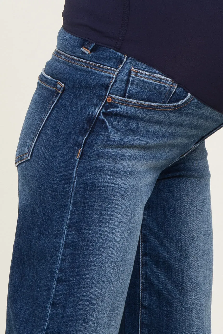 Navy Vintage Wash Maternity Wide Leg Jeans sold by Pinkblush product image thumbnail 4