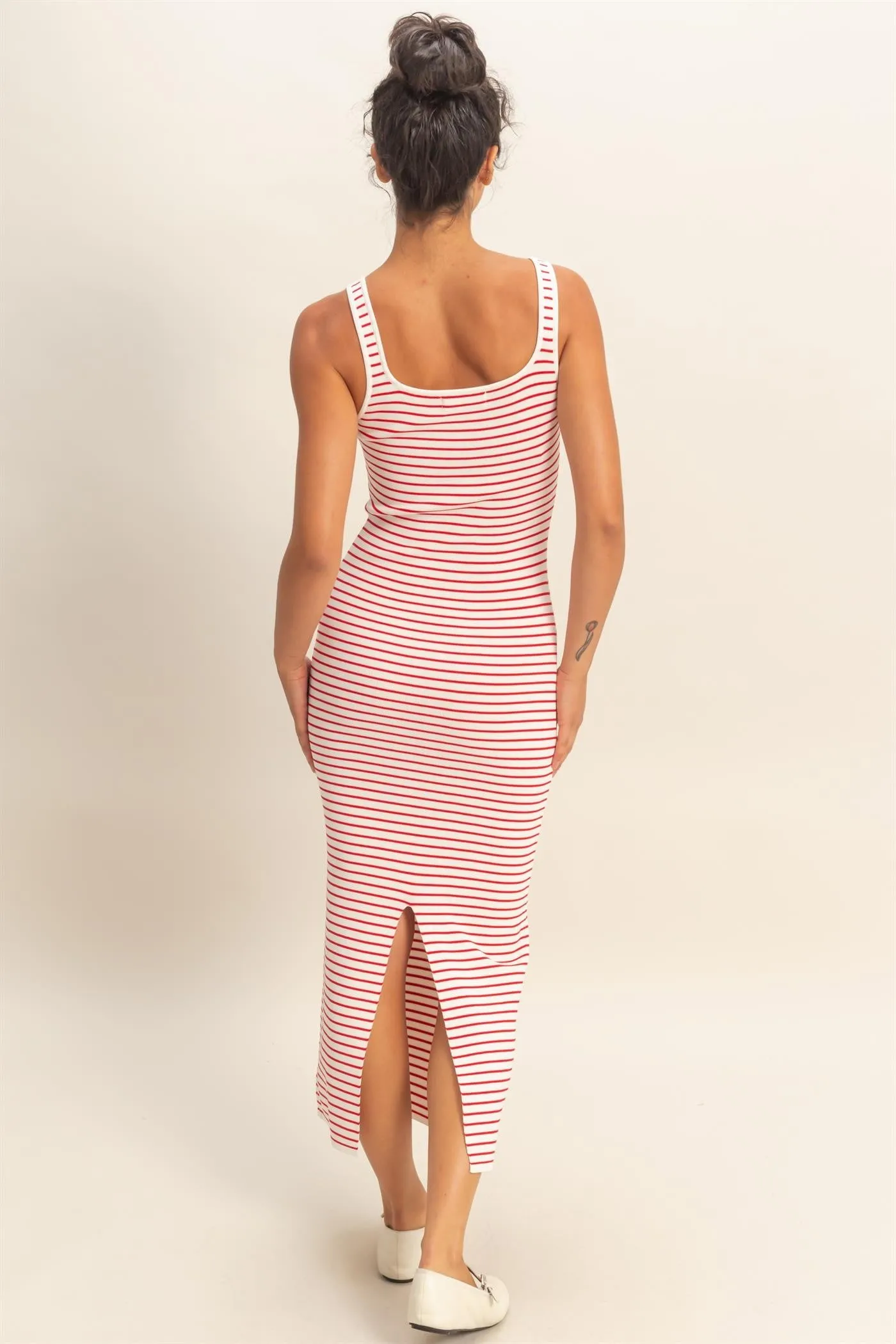 Red Striped Fitted Midi Tank Dress sold by Pinkblush product image thumbnail 3