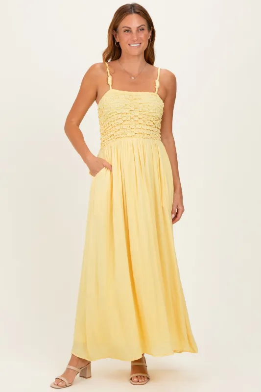Banana Textured Smocked Maxi Dress made by Pinkblush
