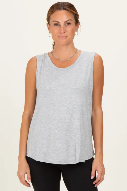 Heather Gray Double Layer Nursing Tank Top made by Hello MIZ