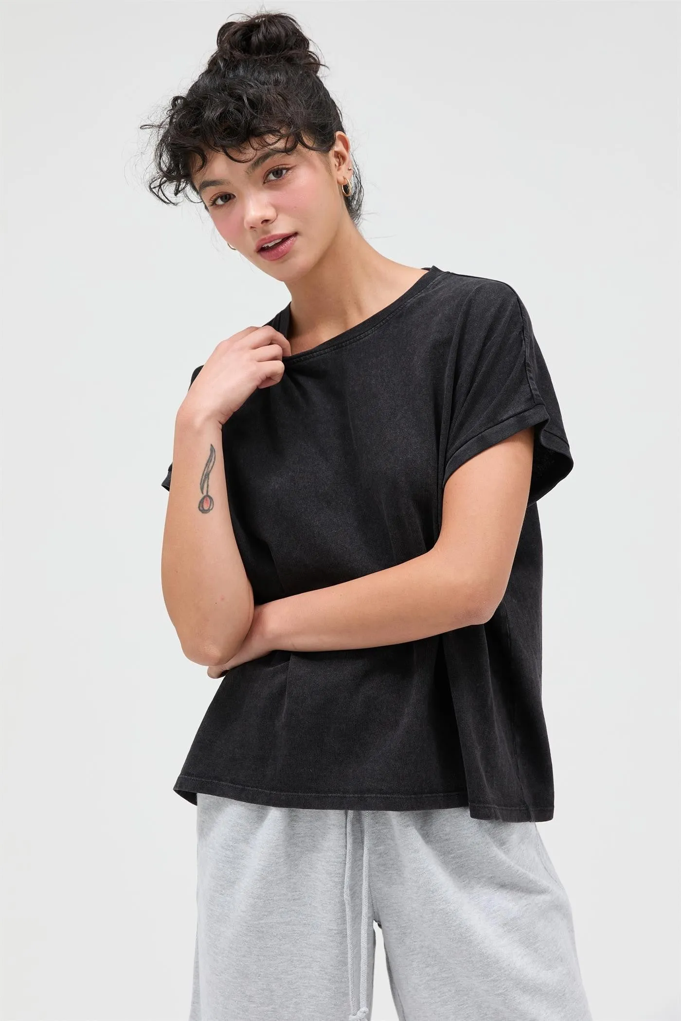Black Mineral Wash Boxy Fit T-Shirt sold by Pinkblush
