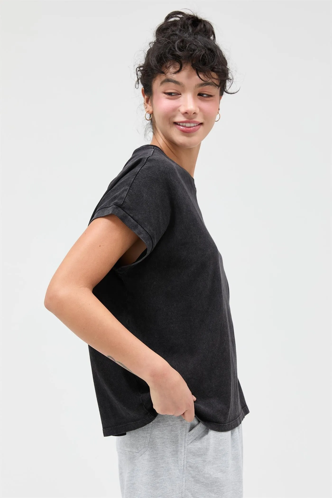 Black Mineral Wash Boxy Fit T-Shirt sold by Pinkblush product image thumbnail 2