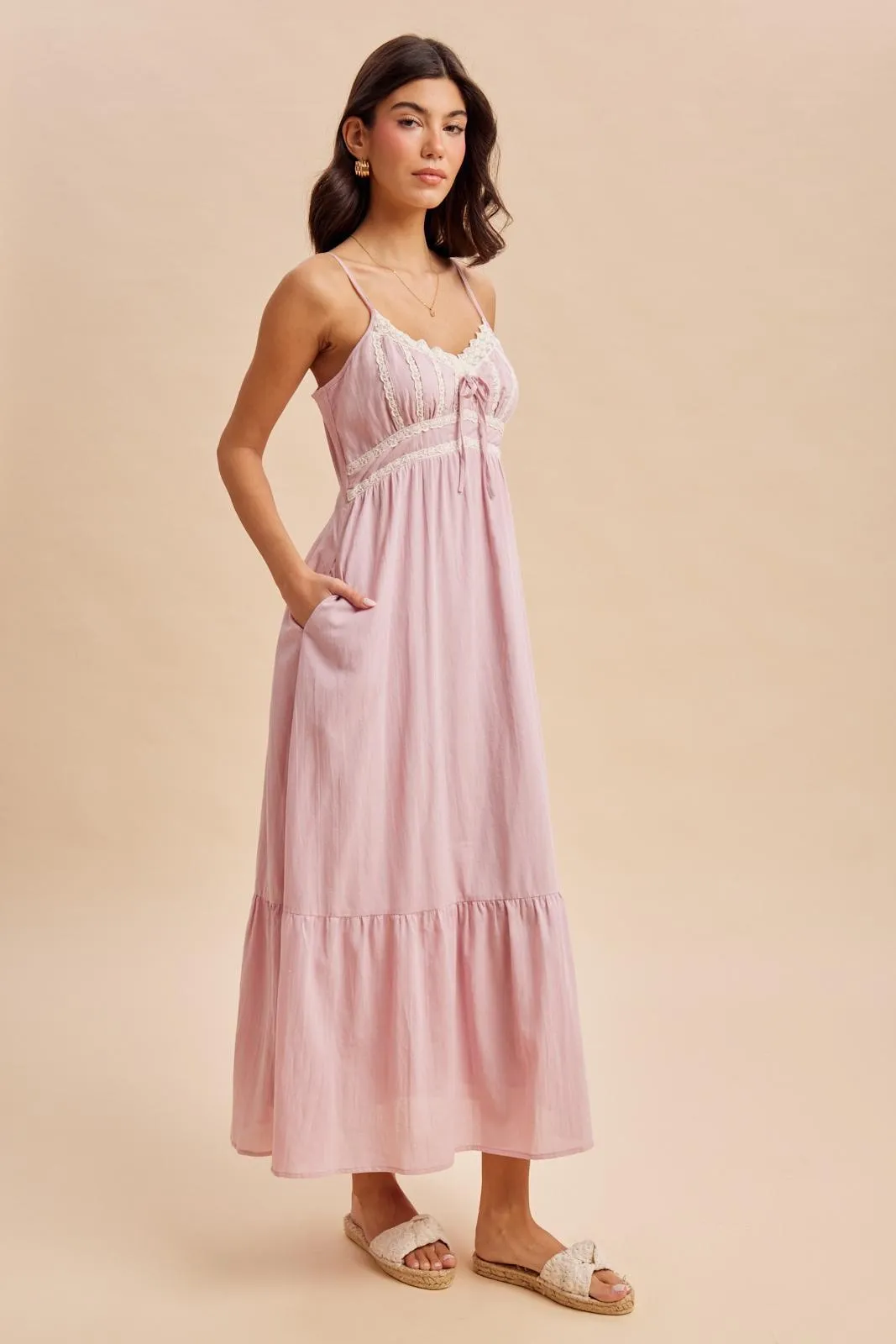 Pink Lace Accent Maxi Dress sold by Pinkblush product image thumbnail 3