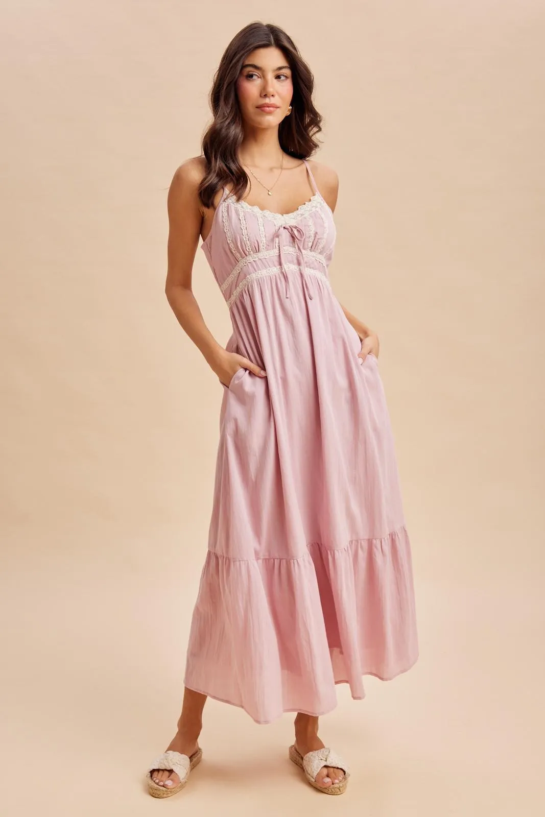 Pink Lace Accent Maxi Dress sold by Pinkblush product image thumbnail 2