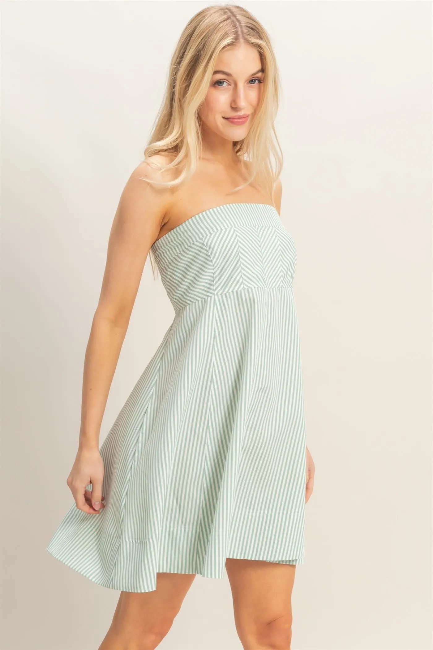 Sage Striped Strapless A-Line Dress sold by Pinkblush product image thumbnail 2