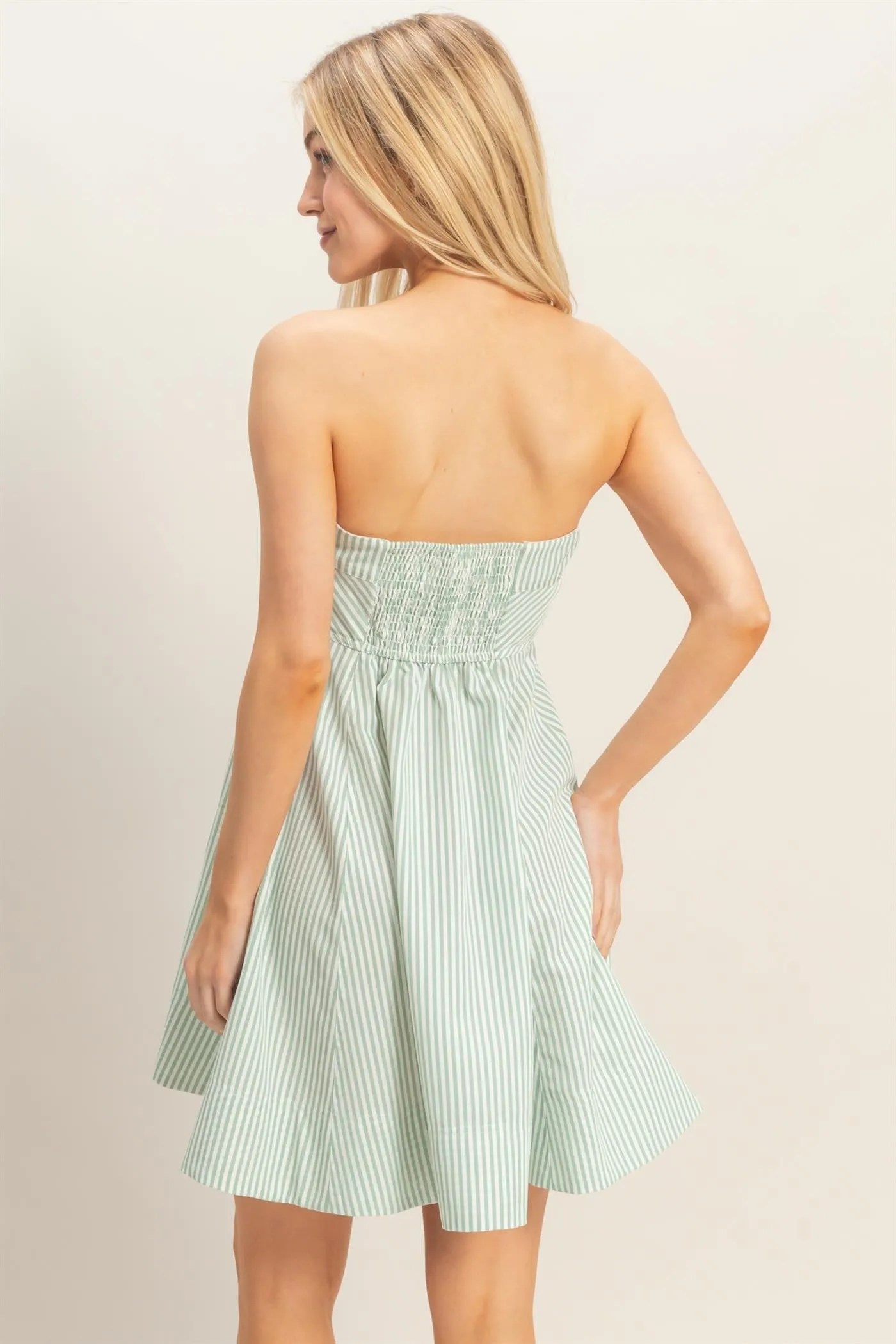 Sage Striped Strapless A-Line Dress sold by Pinkblush product image thumbnail 3