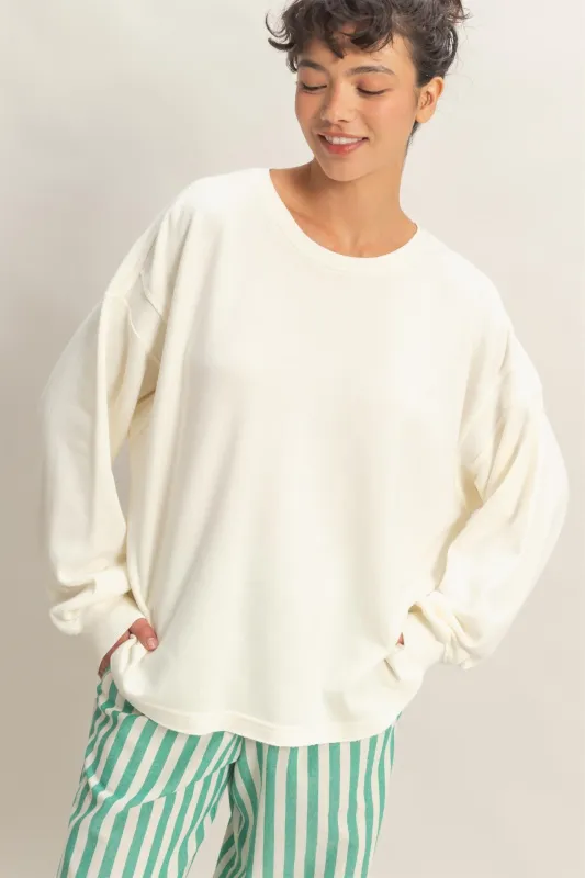 Cream Oversized Cutout Back Sweatshirt made by HYFVE