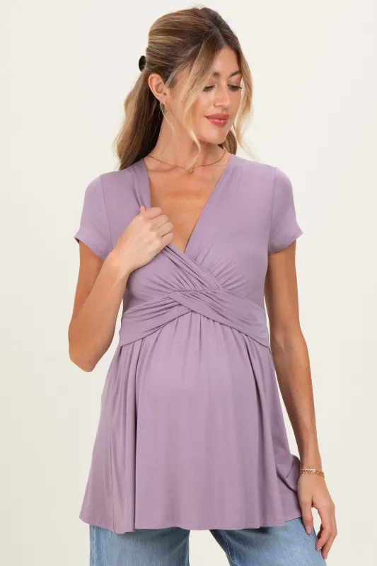 PinkBlush Dusty Plum Draped Front Maternity Nursing Top made by Pinkblush
