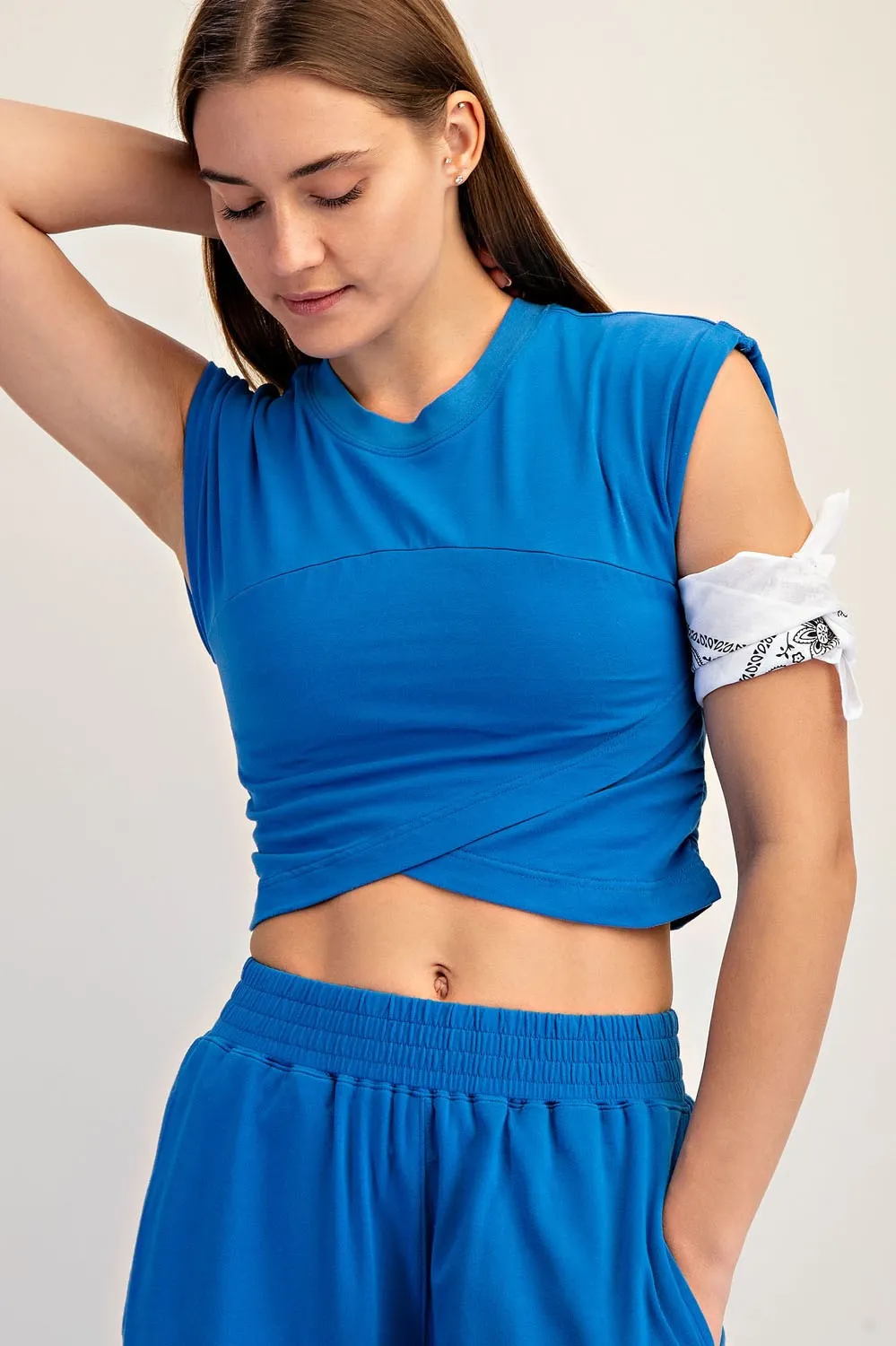Royal Blue Cropped Tank Pant Set sold by Pinkblush product image thumbnail 4