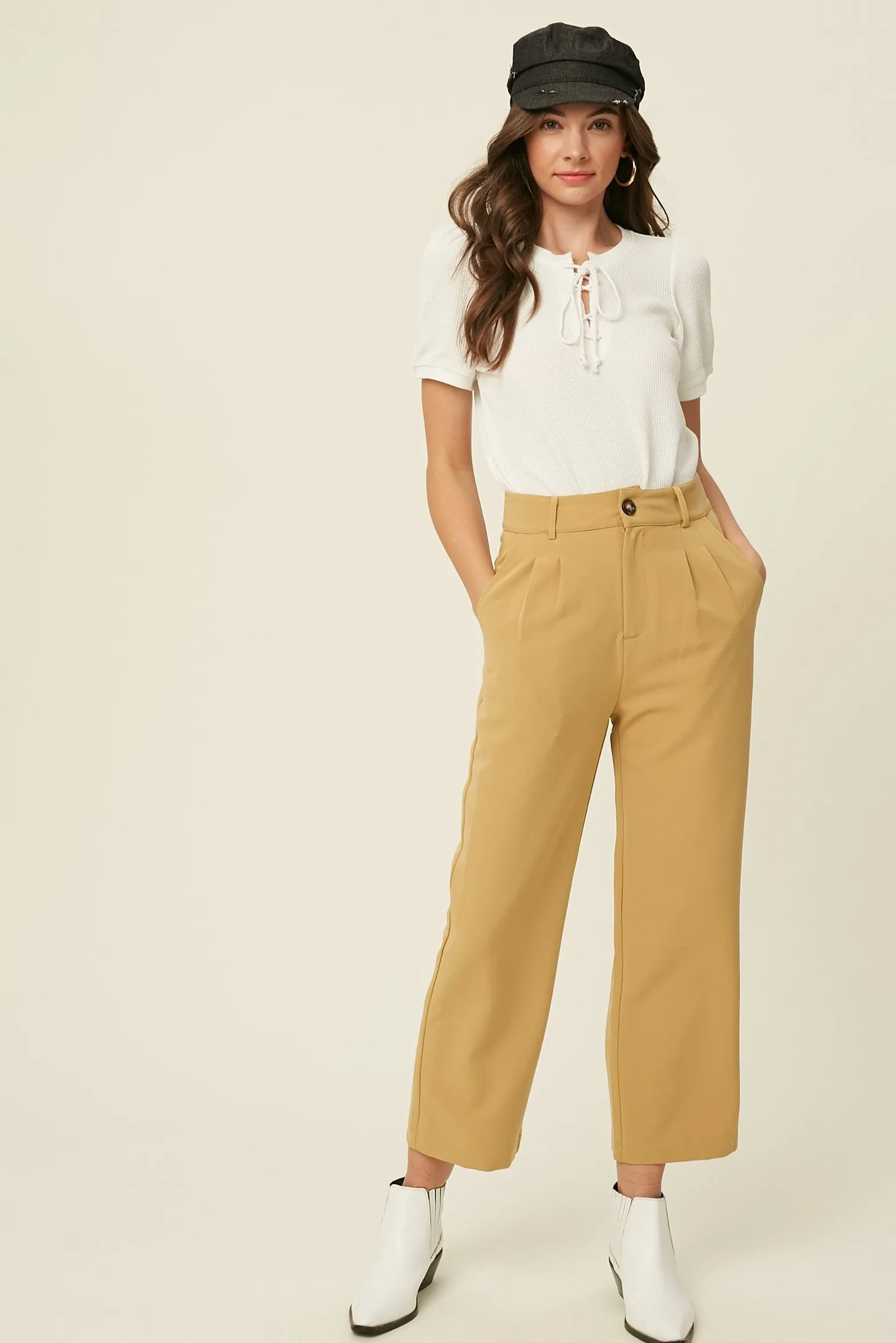 Ivory Waffle Knit Lace-Up Top sold by Pinkblush product image thumbnail 2