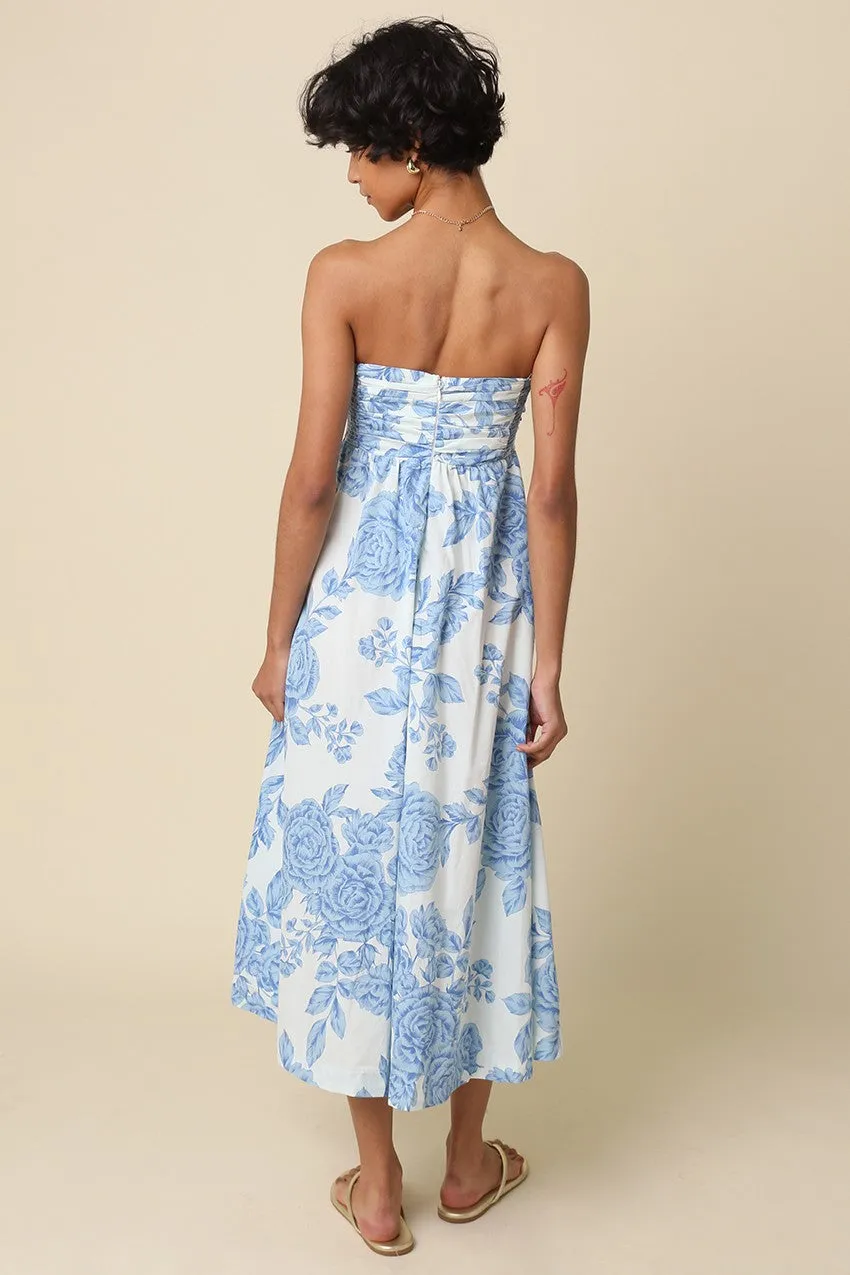 Blue Blossom Print Strapless Maxi Dress sold by Pinkblush product image thumbnail 4