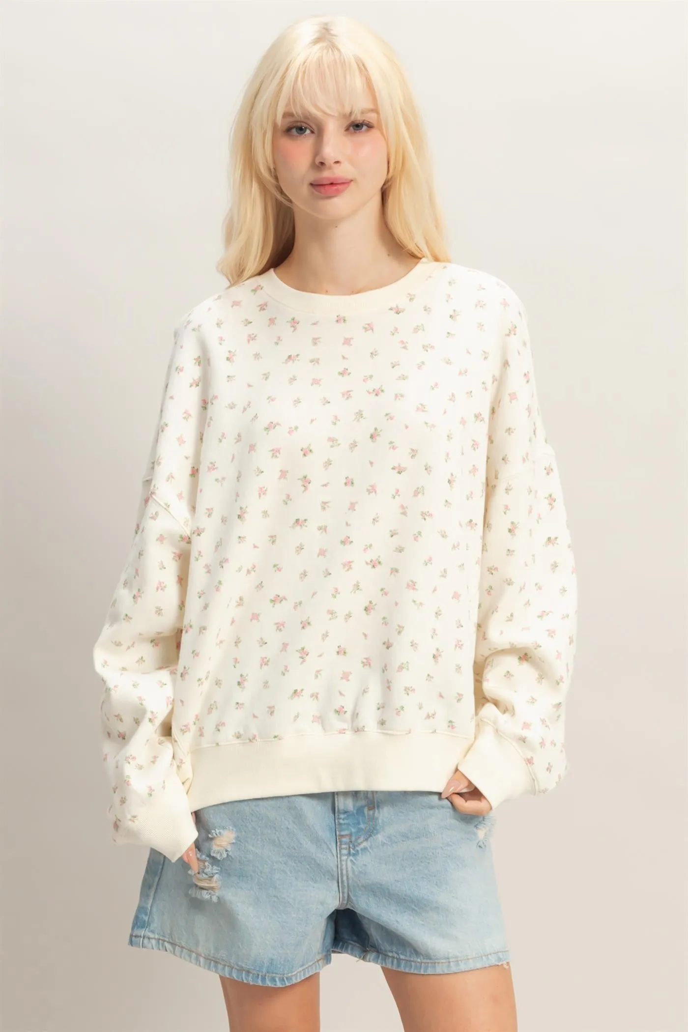 Pink Ditsy Floral Sweatshirt sold by Pinkblush