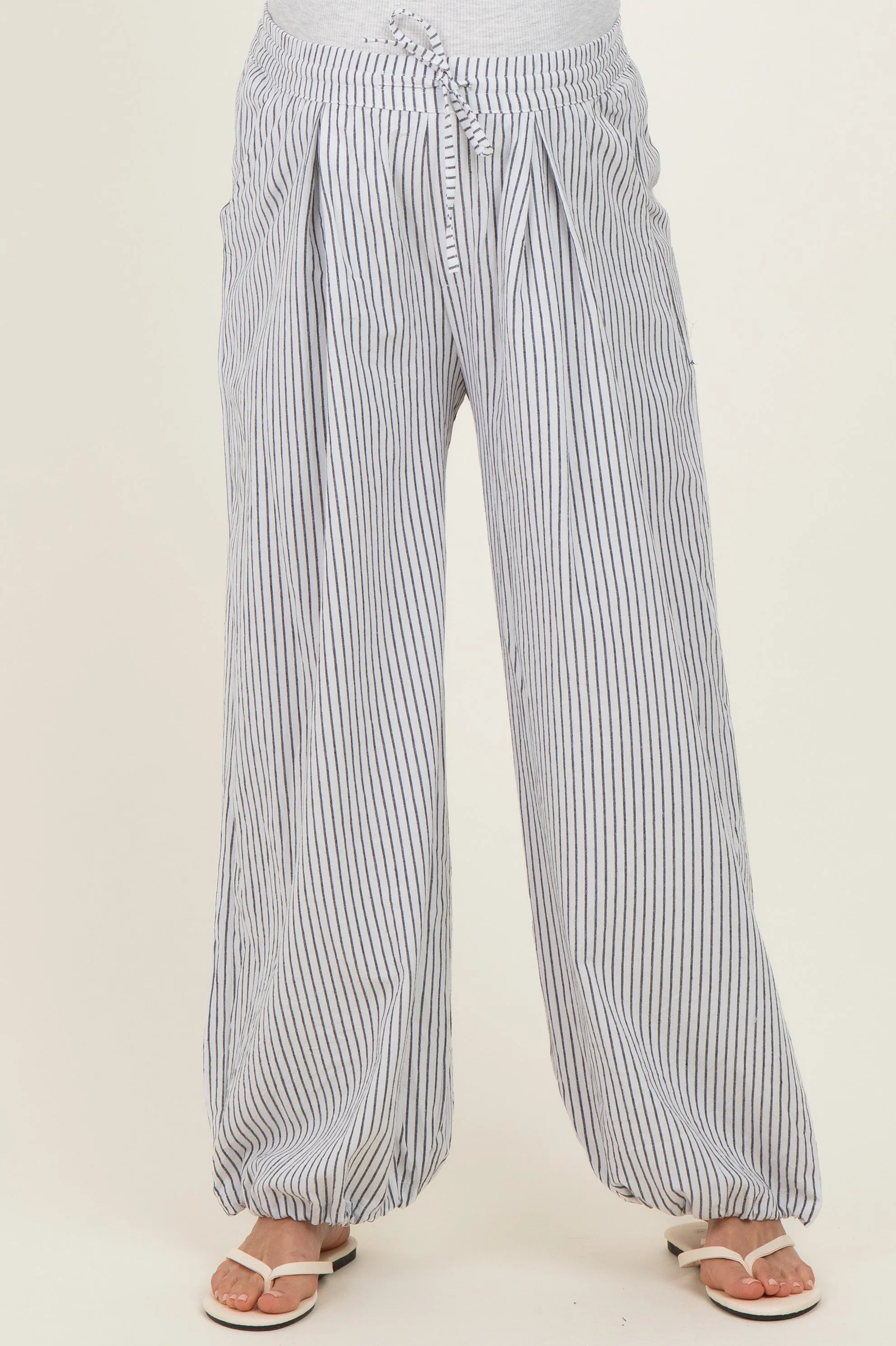 Black Striped Balloon Maternity Pants sold by Pinkblush product image thumbnail 2