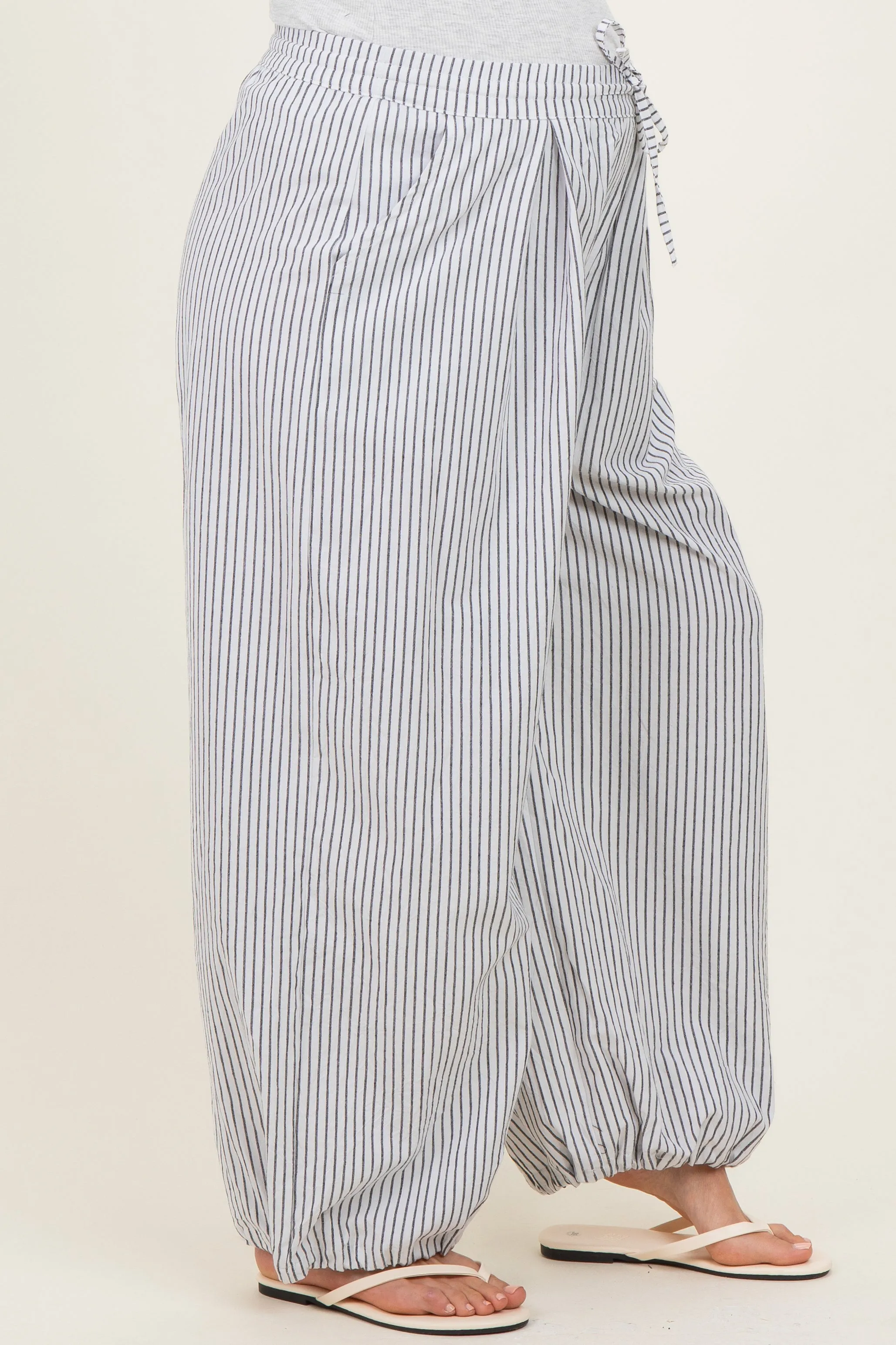 Black Striped Balloon Maternity Pants sold by Pinkblush product image thumbnail 4